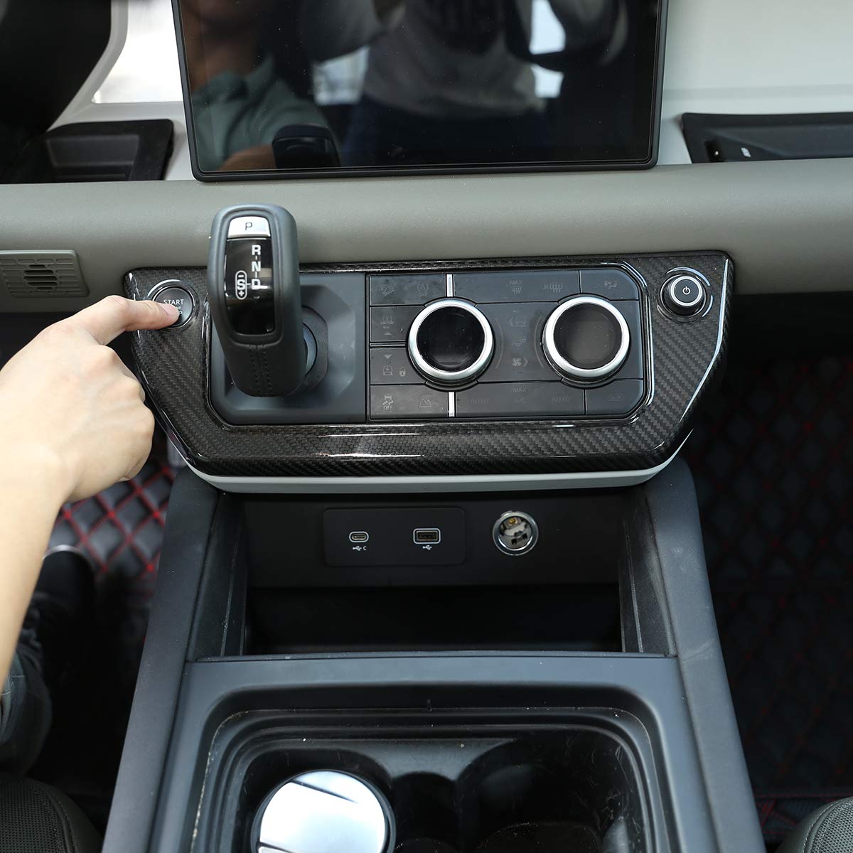 100% Real Carbon Fiber Center Control AC Mode Button Frame for Land Rover Defender 110 & 130 (2020-2021) | Premium Car Interior Accessories | Perfect for Off-Roading & Luxury Upgrades