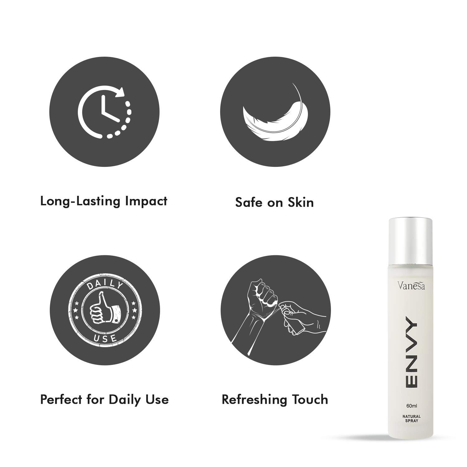 ENVY Natural Spray Women's Perfume - 60ML | Long Lasting Floral Fragrance for Women | Day & Night Wear, Office & Date Night Perfume
