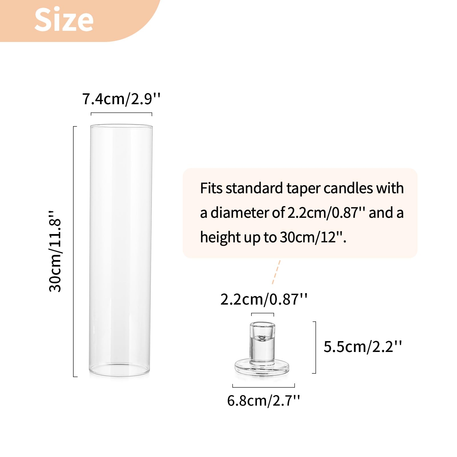NUPTIO Glass Taper Candle Holders - 10 Pack Bulk Hurricane Candle Holders for Tapered Candles, Large Crystal Candlestick Stand with Cylinder Sleeves - Perfect for Wedding, Christmas, Birthday Party & Home Decor (Centerpieces, Table Settings, Fireplace Mantel)