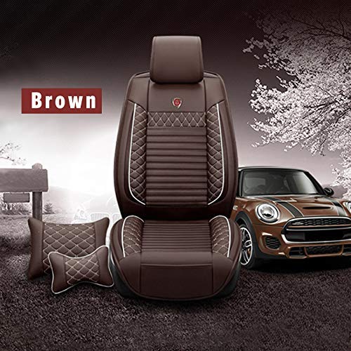 Surekit PU Leather Car Seat Cover Set for Lincoln MKZ MKS MKC MKX MKT LS Nautilus Continental Navigator - 5-Seat Luxury Cushion Protector (Brown) | Waterproof & Comfortable for Daily Commute, Road Trips & Family Travel