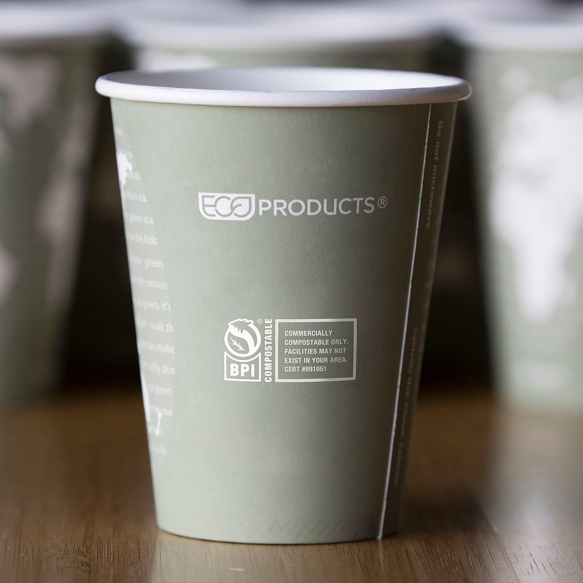 ECO PRODUCTS Compostable 12oz Disposable Coffee Cups - 1000 Count, Plant-Based PLA Lining, Hot/Cold Beverage Containers for Office, Cafes & Events - Biodegradable & Eco-Friendly World Art Design