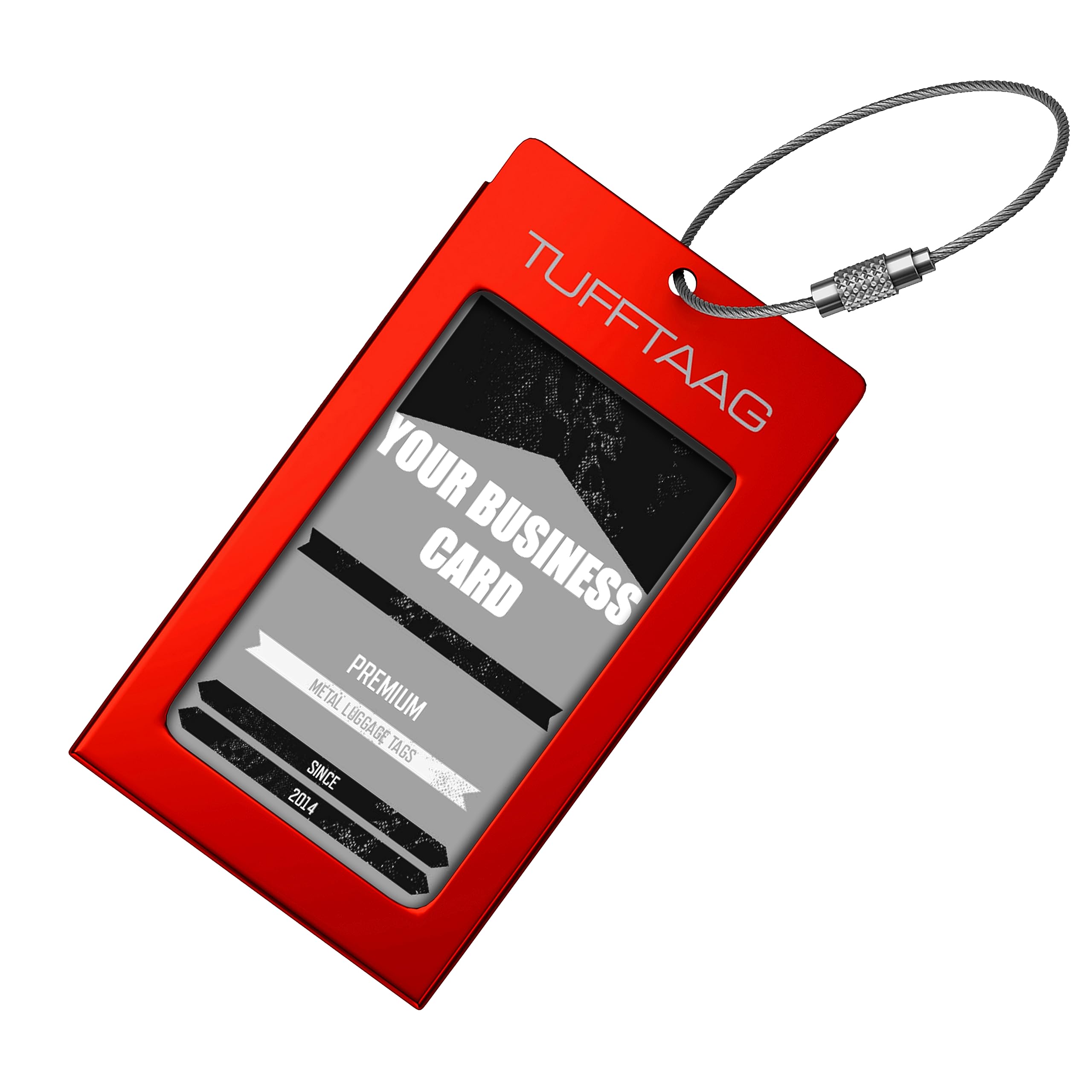 TUFFTAAG Durable Luggage Tags & Business Card Holder - Waterproof Travel ID Bag Tags for Suitcases, Backpacks, Carry-Ons | Multiple Color Options for Easy Identification | Perfect for Air Travel, Business Trips & Vacation Packing