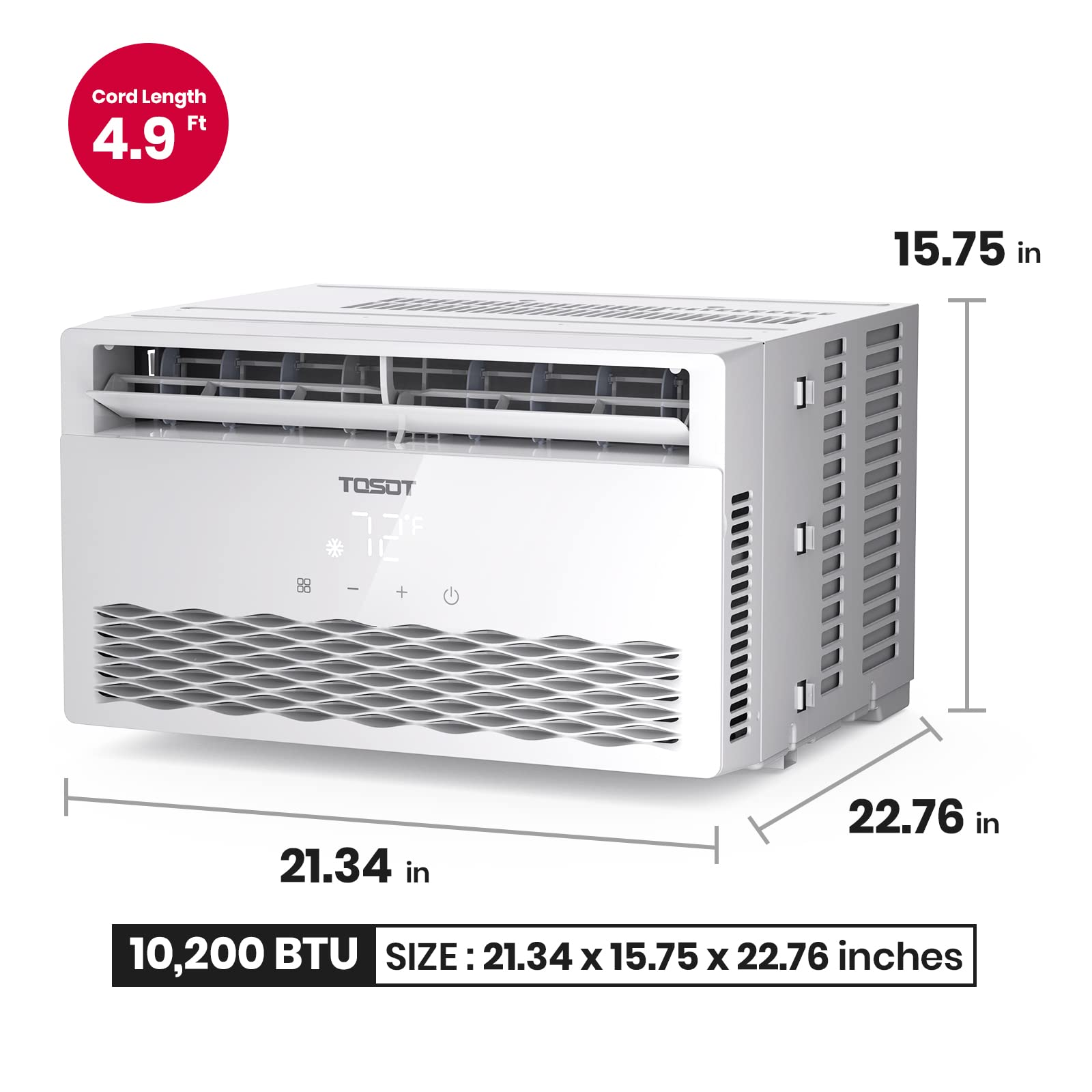 TOSOT 10,000 BTU Energy Efficient Window Air Conditioner with Modern Design, Smart Temperature-Sensing Remote - Perfect for Bedrooms, Living Rooms & Small Spaces