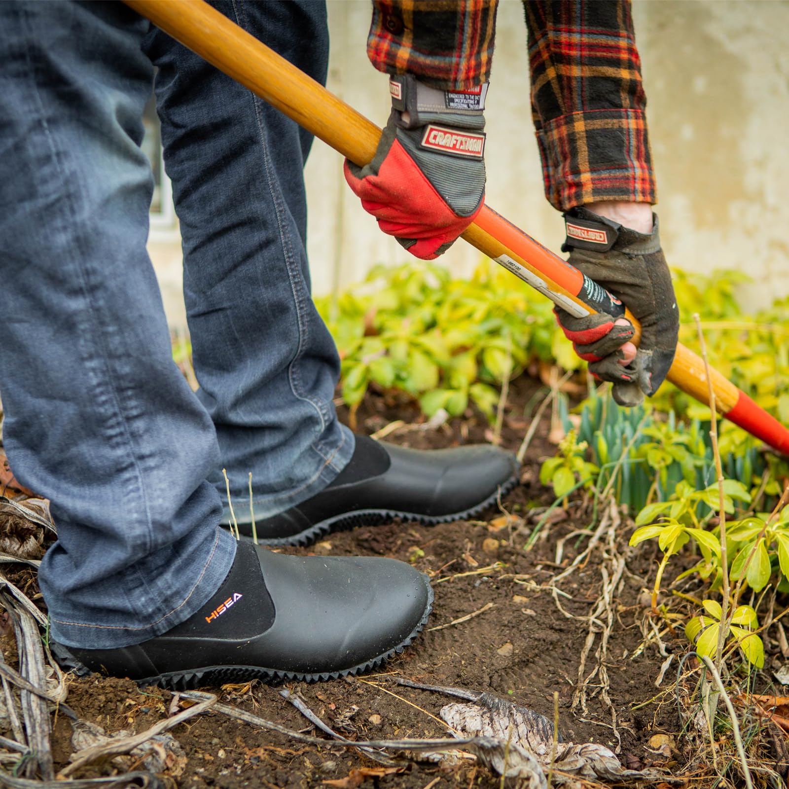HISEA Unisex Waterproof Garden Shoes - Slip-On Rubber Neoprene Rain Boots for Men & Women | Outdoor Waterproof Footwear for Gardening, Farming, Camping, Hiking, Car Washing & Yard Work | Comfortable & Durable for All-Weather Use