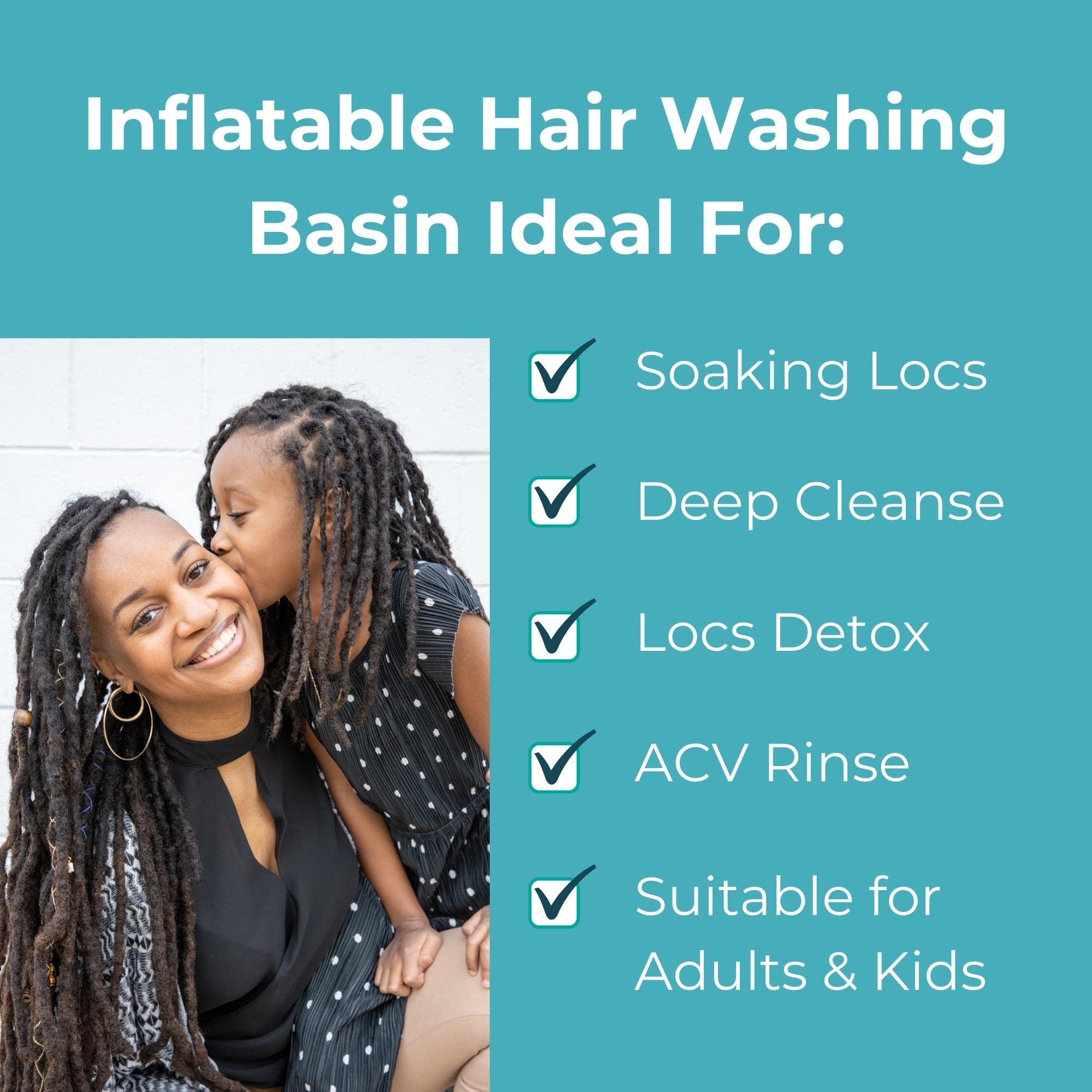 Inflatable Sink for Locs Detox & Dreadlocks - Portable Hair Washing Basin with Pillow, Shampoo Tub for Locs & Braids | Perfect for Home Salon, Travel & Deep Cleansing