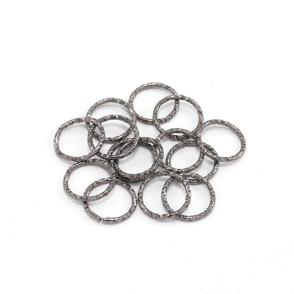 50pcs 15mm Gun Black Round Jump Rings - 1.5mm Thick Twisted Open Split Ring Connectors for Jewelry Making, DIY Crafts, Keychains & Charms (Premium Jewelry Findings Supplies) - Perfect for Bracelets, Necklaces & Handmade Accessories
