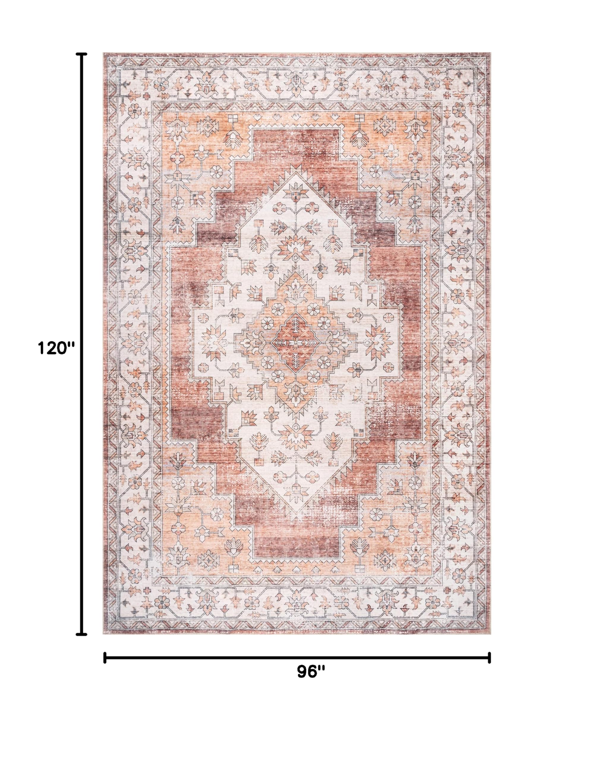 **nuLOOM 8' x 10' Machine Washable Stain-Resistant Area Rug with Non-Slip Backing – Low Profile for Living Room, Bedroom, Dining Room – Dania Rust – Perfect for High-Traffic Areas & Pet-Friendly Homes**