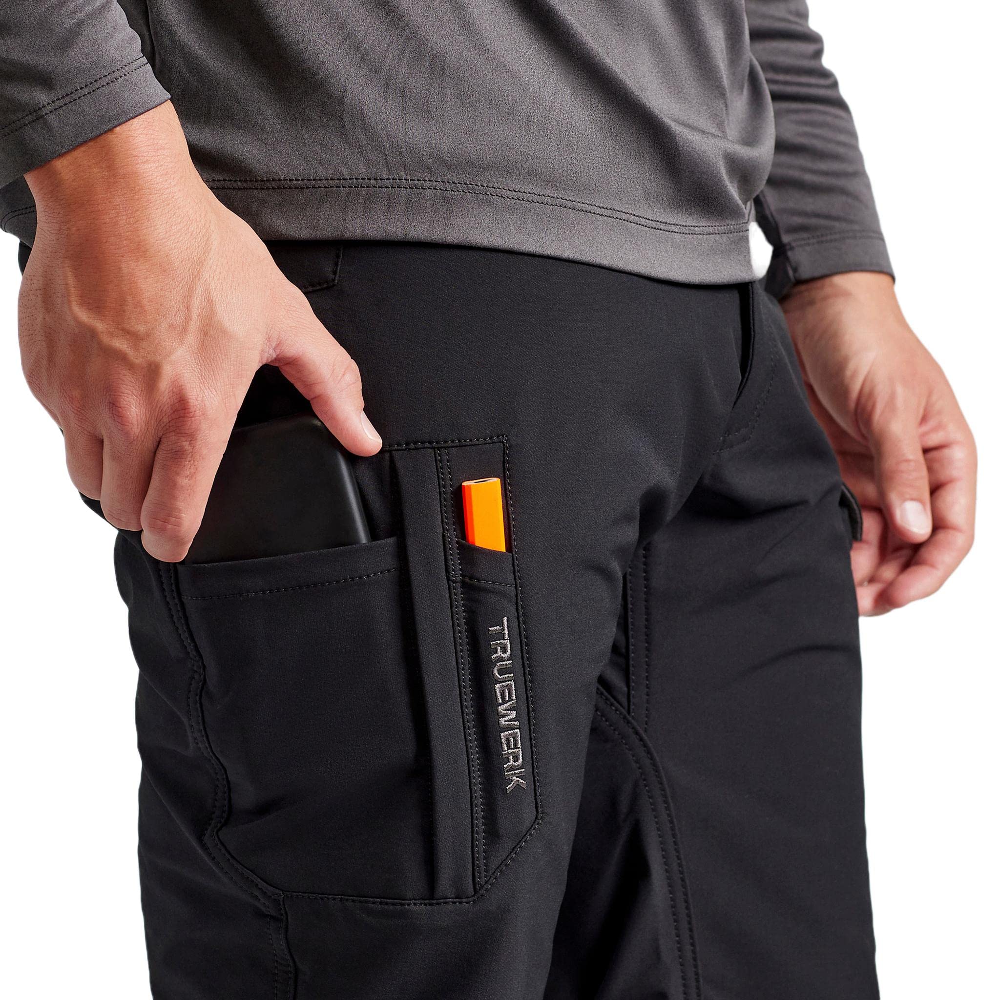 TRUEWERK Men's T2 WerkPant Technical Work Pants - Water Resistant, Lightweight, 4-Way Stretch with Multiple Pockets - Durable Workwear for Construction, Carpentry & Outdoor Activities