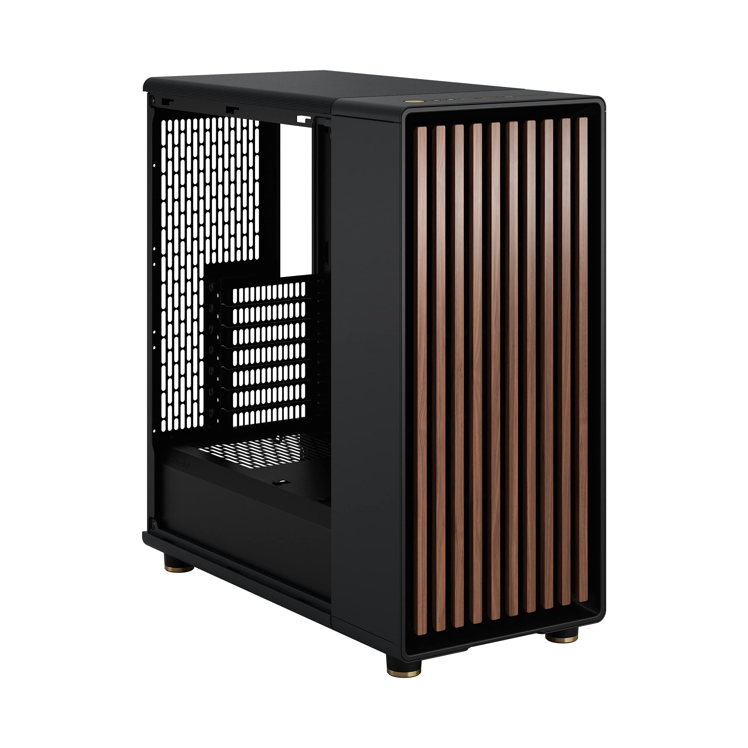 Fractal Design North ATX Mid Tower PC Case - Genuine Walnut Wood Front Panel, Mesh Side Panels, 2x140mm PWM Fans, USB-C - Premium Airflow Gaming Case (Charcoal Black) - Perfect for High-Performance Gaming PCs and Workstation Builds