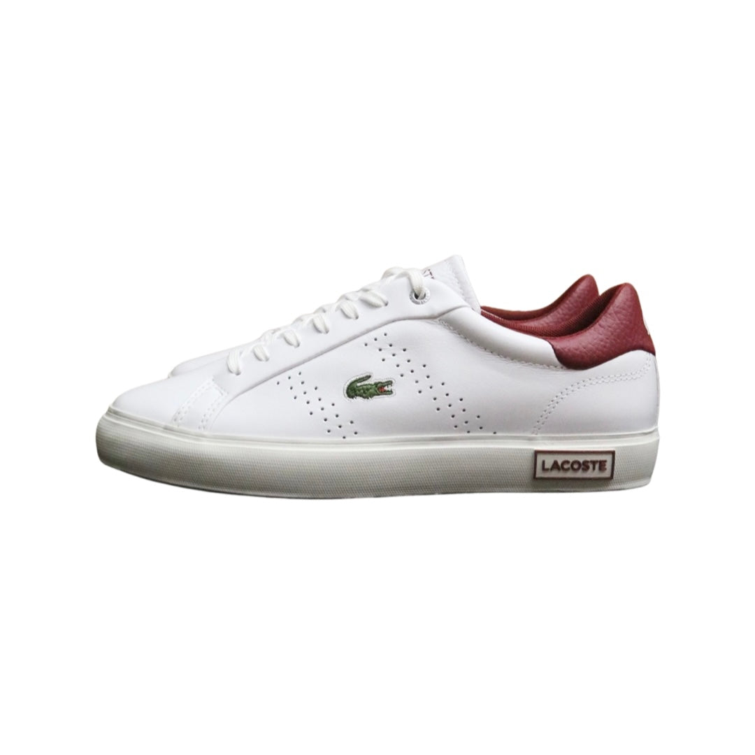 Lacoste Men's Powercourt 123 Sneakers - White & Red Athletic Shoes for Casual Wear & Tennis | Lightweight Comfortable Walking Shoes for Men