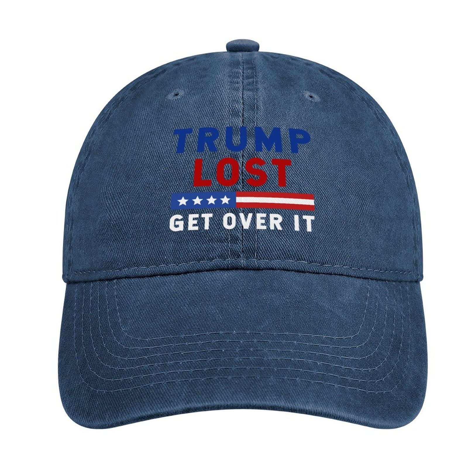 Trump Lost Get Over It Adjustable Cowboy Hat - Vintage Denim Baseball Cap for Men & Women - Perfect for Rodeo, Outdoor Adventures & Political Satire