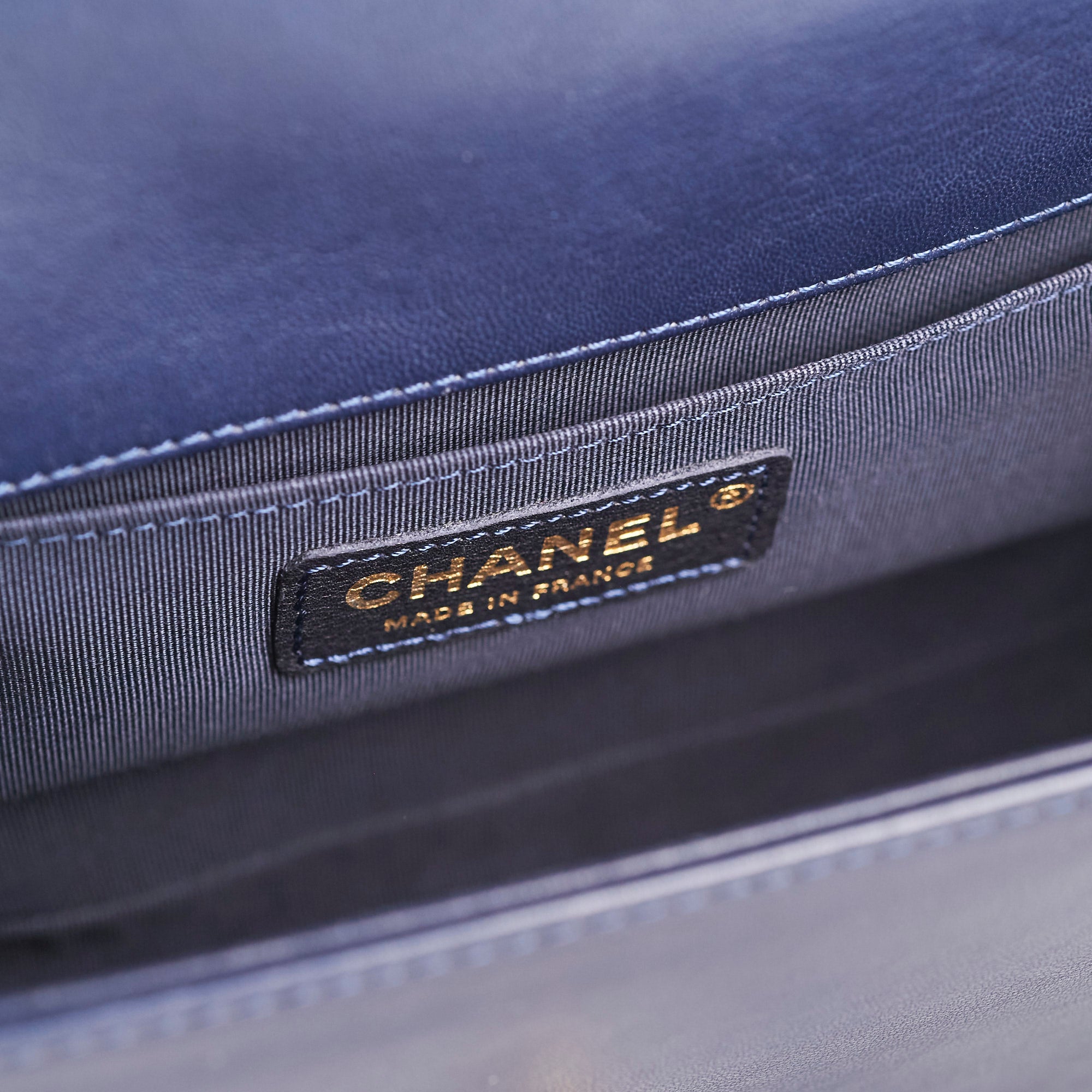 Chanel Old Medium Braided Reverso Boy Bag in Navy Blue - Luxury Designer Handbag for Women, Perfect for Evening Events & Special Occasions