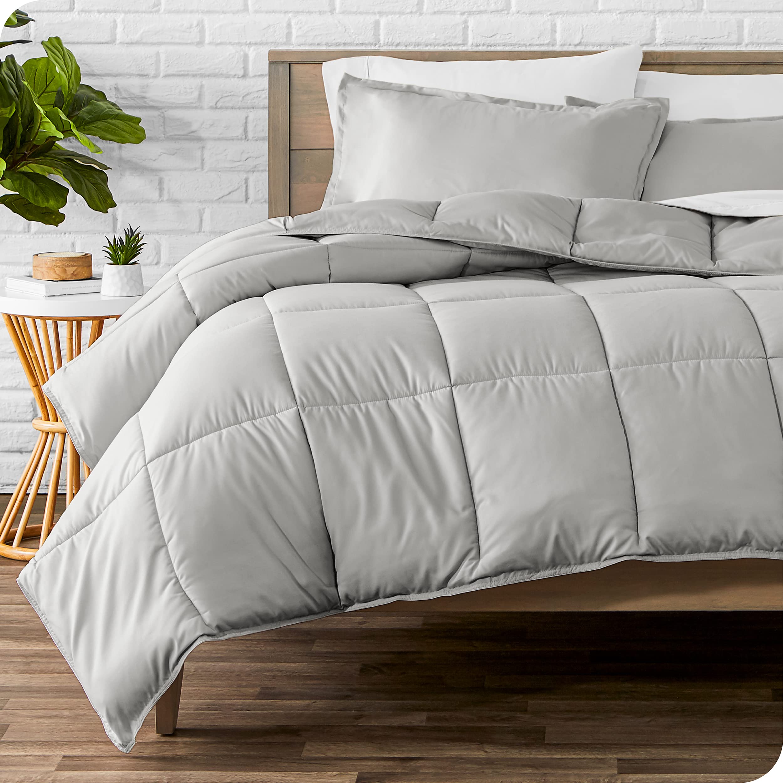 Bare Home King Size Microfiber Sheet Set with Comforter Bundle - Ultra Soft Light Grey Bedding Set for Luxurious Sleep & Hotel-Style Comfort