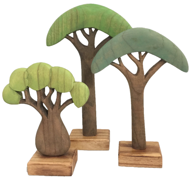 3-Piece African Trees Wall Art Set - Vibrant Colored Canvas Prints for Living Room, Bedroom & Office Decor