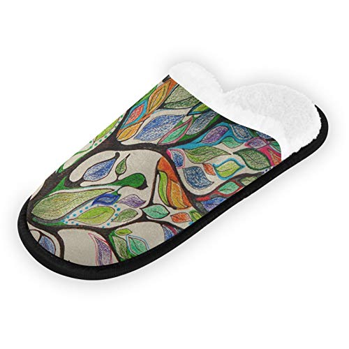 Comfortable Cotton Travel Slippers for Women & Men - Anti-Slip Sole for Home, Hotel, Office & Airplane - Colorful Love Tree Design - Perfect for Relaxation & Travel Accessories