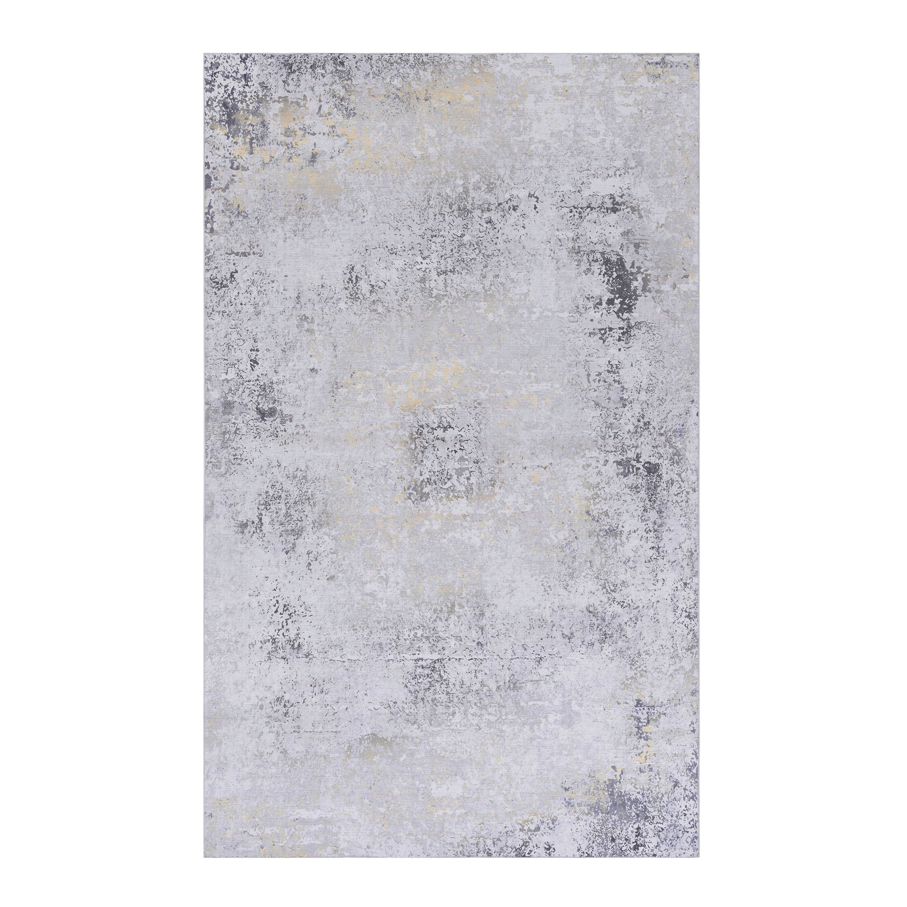 DTY Signature 8x10 Washable Low Pile Non-Slip Area Rug - Foldable, Non-Shedding, Kid & Pet Friendly - Perfect for Living Room, Bedroom, Kitchen (Gray/Gold, 8' x 10') - Ideal for Home Decor, Family Gatherings and Daily Comfort