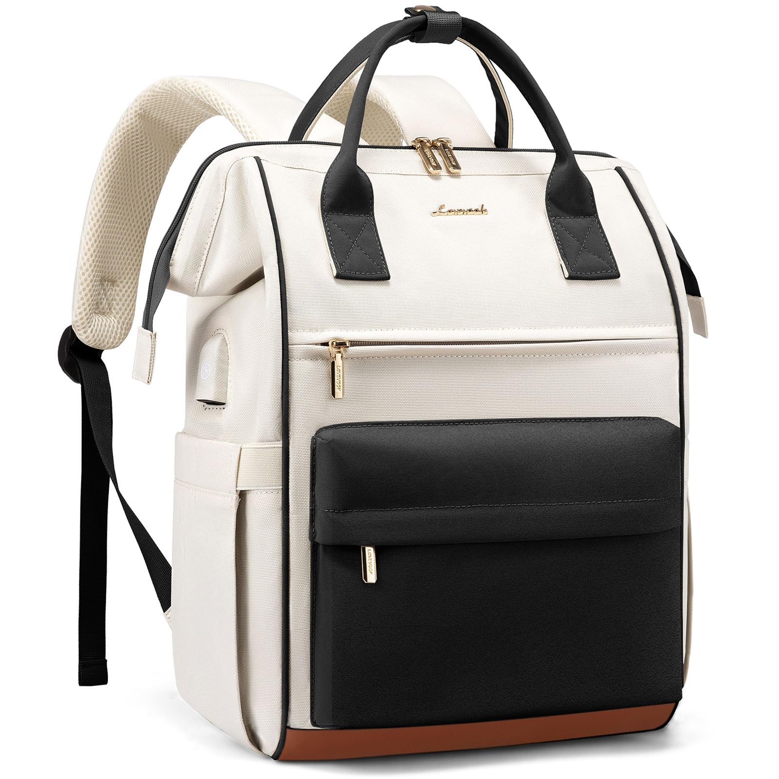 LOVEVOOK 15.6 Inch Women's Laptop Backpack - Waterproof USB Charging Work Bag for Teachers, Nurses & Business Professionals, Travel Computer Backpack Purse for Daily Commute & Office Use (Black)
