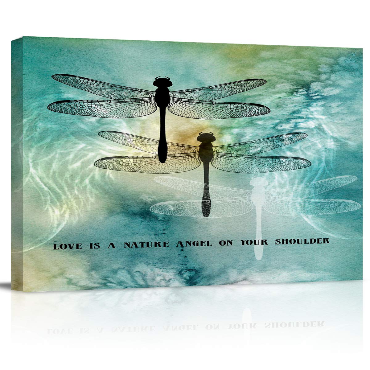AXMSYun 24x32 Inch Framed Canvas Wall Art - Dragonfly Insect Oil Painting Print, Abstract Nature Artwork Ready to Hang for Bedroom, Living Room & Home Decor | Perfect for Modern Interior Design & Gift Giving