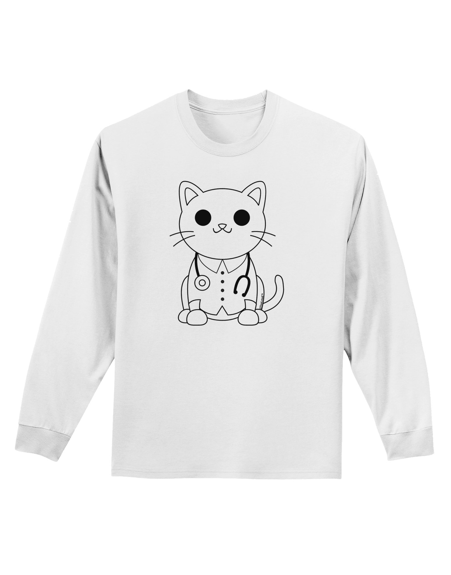 TOOLOUD DIY Coloring T-Shirt for Adults - Cat Doctor Design Long Sleeve Tee for Art Therapy, Stress Relief & Creative Fun