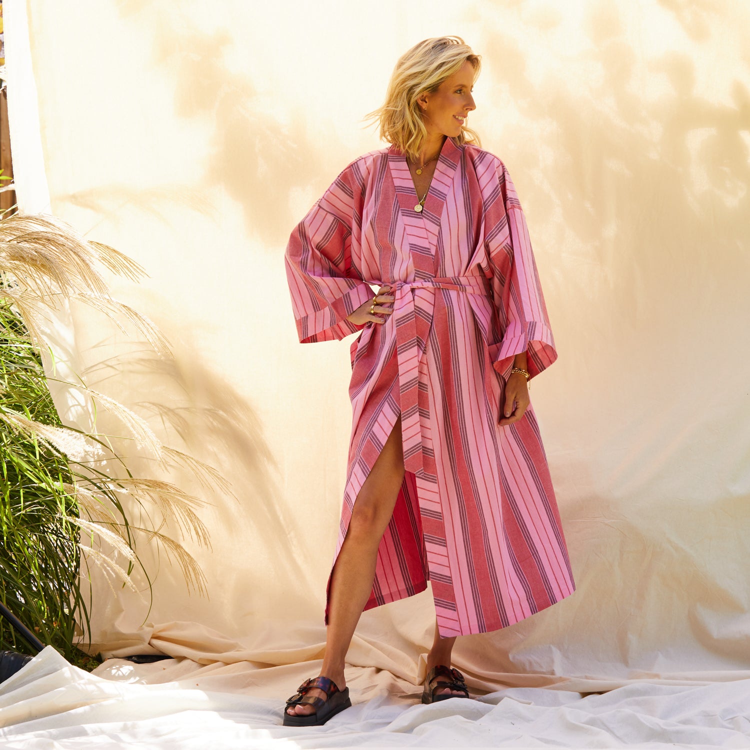 Brigitte Cotton Bath Robe for Women - Soft & Absorbent Scarlet Red Kimono Style Bathrobe - Perfect for Spa, Lounge & After Shower Relaxation