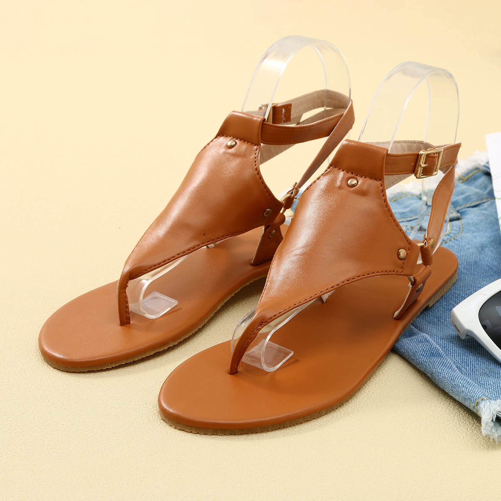 Women's Dressy Buckle Strap Flat Sandals - Comfortable Casual Summer Shoes for Beach, Travel & Everyday Wear | Breathable & Lightweight Sandals for Women