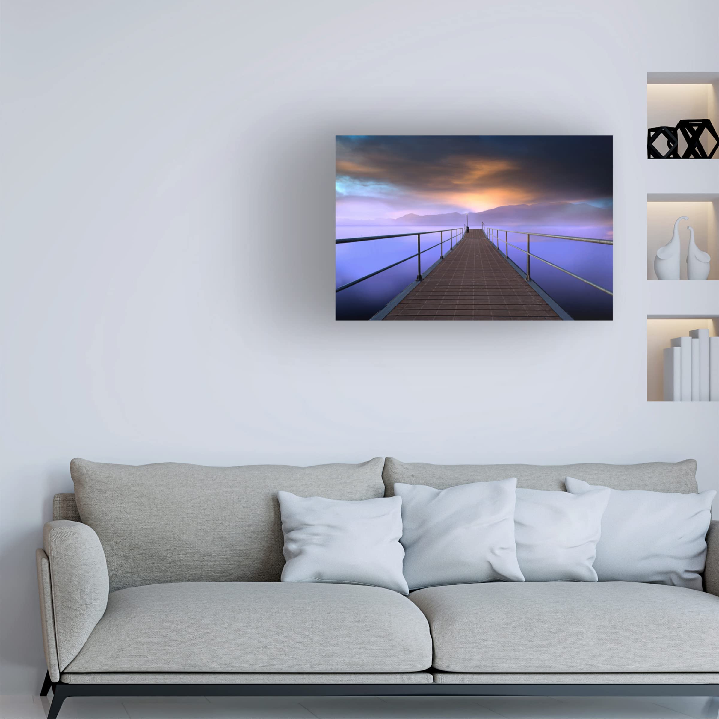 Luca's 'Pier At Sunset' Canvas Art Print - Handmade Wall Decor for Living Room, Bedroom & Office - Perfect for Home & Gifts