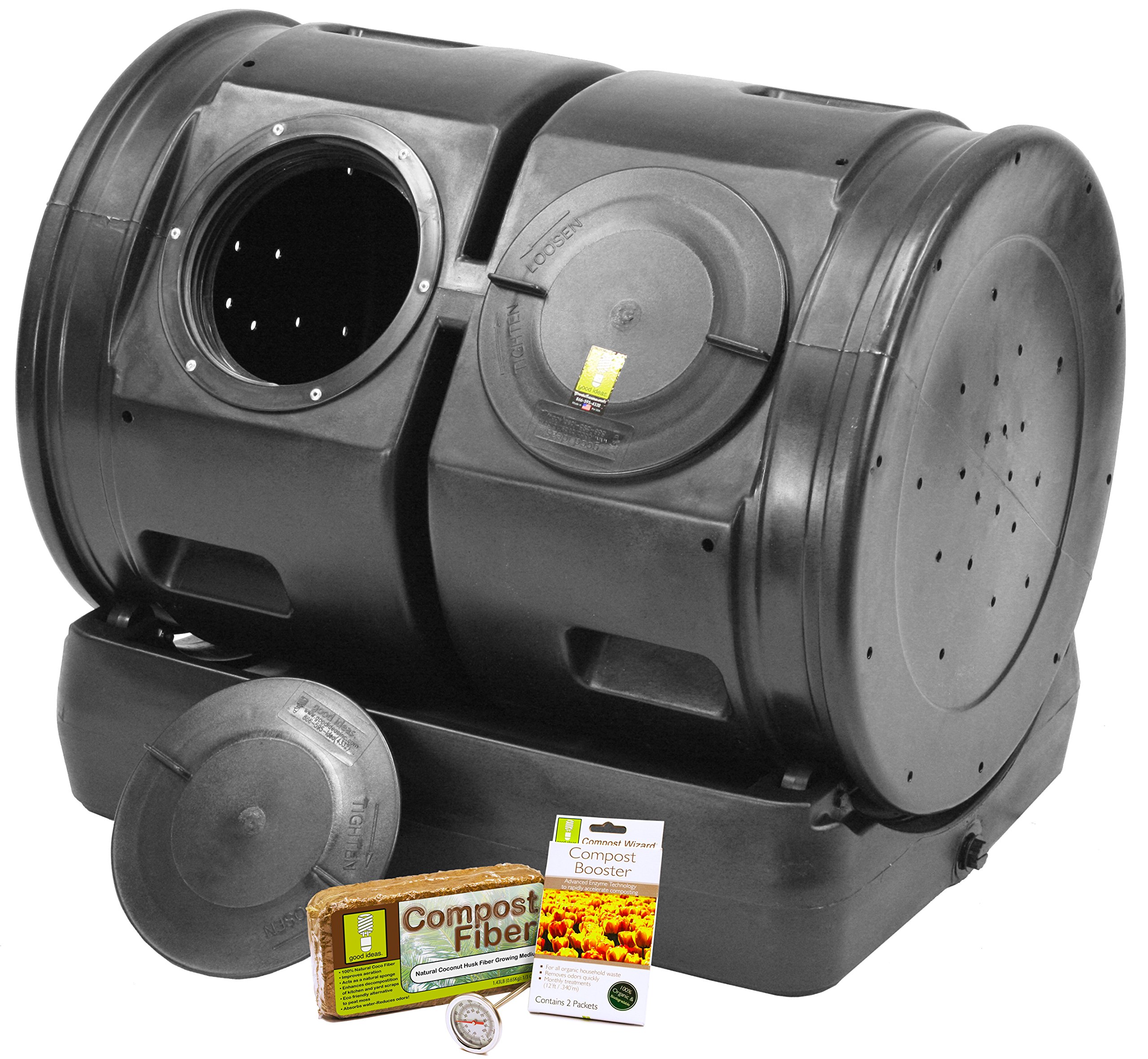 Compost Wizard Dueling Tumbler Starter Kit - Black | Dual Chamber Compost Bin for Organic Waste | Perfect for Backyard Gardening & Eco-Friendly Composting