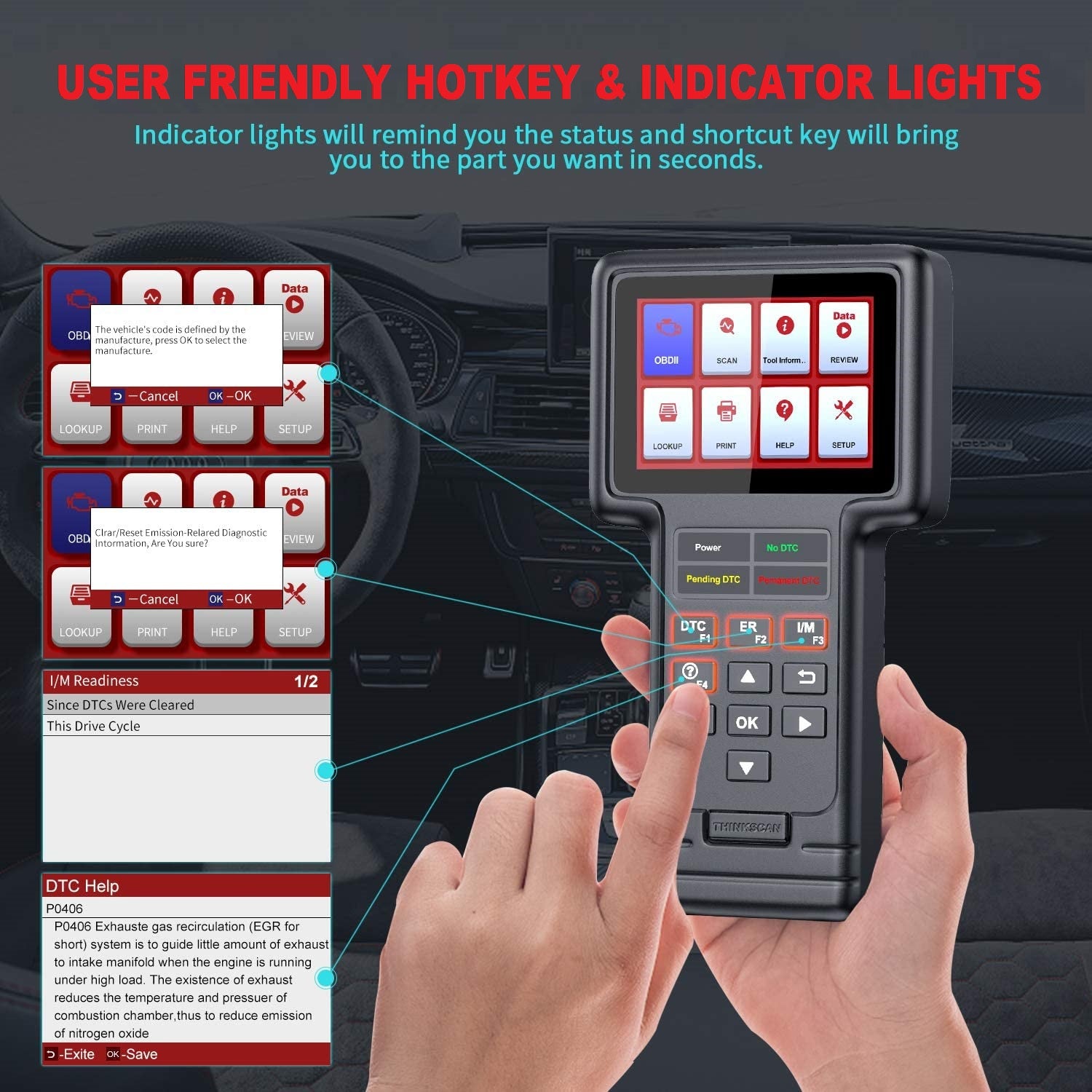 THINKSCAN 660 Professional OBD2 Scanner - Automotive Diagnostic Tool for Engine, Transmission, ABS & Airbag Code Reset | Car Repair & Maintenance | Compatible with Most Vehicles