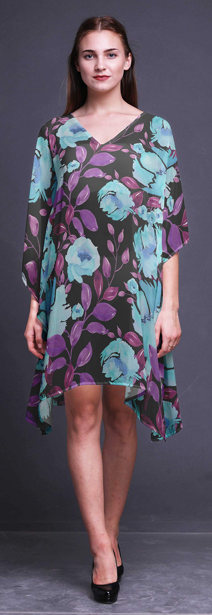 Bimba Women's Short Caftan Midi Dress - Beach Cover Up, Swimwear Wrap, Boho Summer Dress for Pool, Vacation & Resort Wear