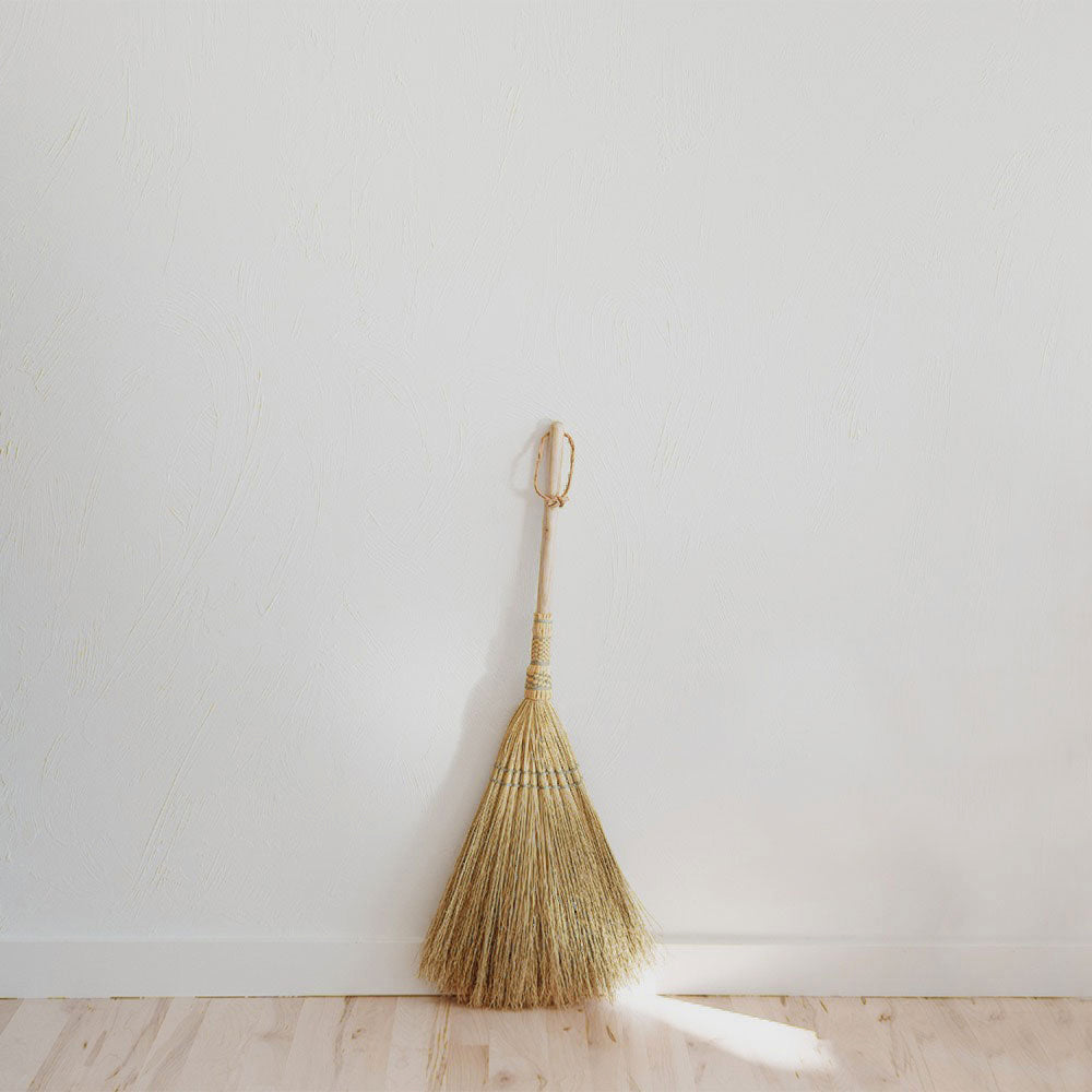 Premium Woven Hearth Broom for Fireplace - Natural Bristle Fireplace Broom with Wooden Handle - Perfect for Cleaning Ashes, Soot and Debris from Fireplace, Wood Stove or Hearth