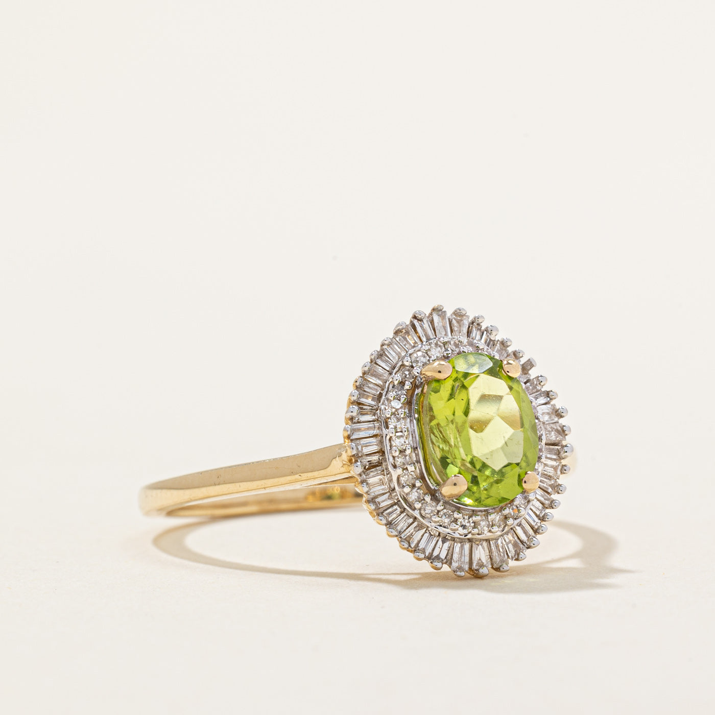 Peridot & Diamond Halo Ring - 1.10ct Green Peridot with 0.30ctw Diamond Accents - Size 10.5 - Elegant Birthstone Jewelry for August, Anniversary & Special Occasion Gifts
