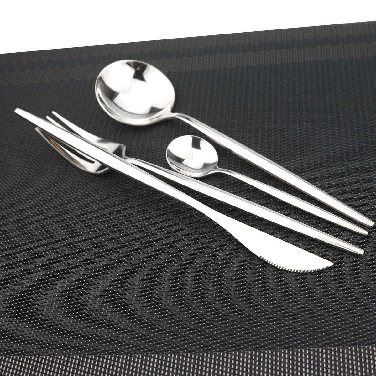 Premium Gugrida 24-Piece Stainless Steel Silverware Set - 18/10 Mirror Polished Cutlery (6 Forks, 6 Spoons, 6 Knives) for Elegant Dining, Family Gatherings & Daily Use - Dishwasher Safe Durable Flatware Set for Home, Restaurant & Party