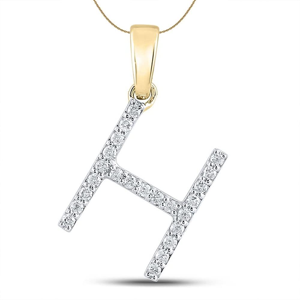 Personalized Diamond Initial Necklace for Women - A to Z Letter Pendant in 10K Yellow Gold with 18