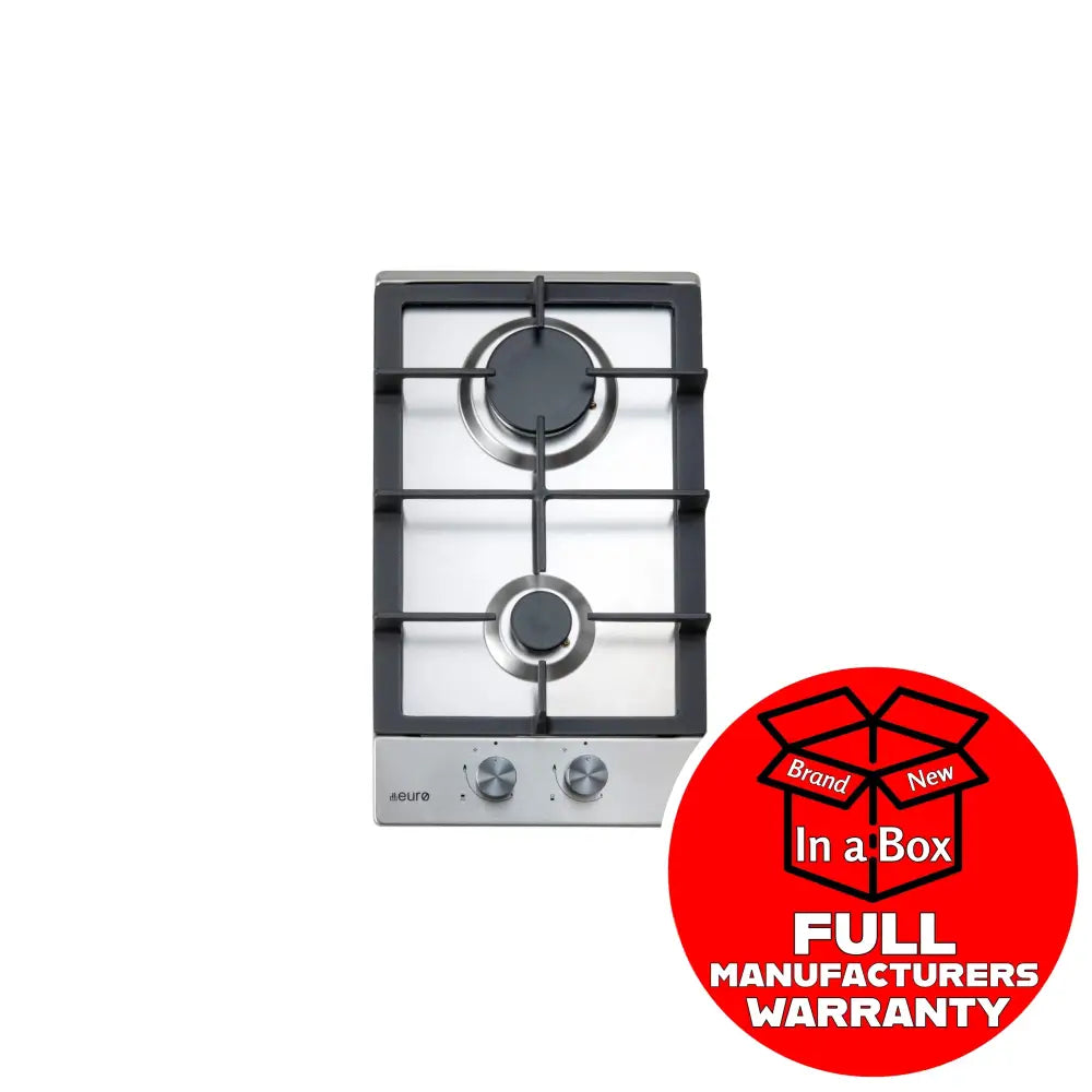 Euro Appliances ECT30GX 30cm 2-Burner Gas Cooktop - Compact & Efficient for Small Kitchens, Apartments, RVs & Outdoor Cooking