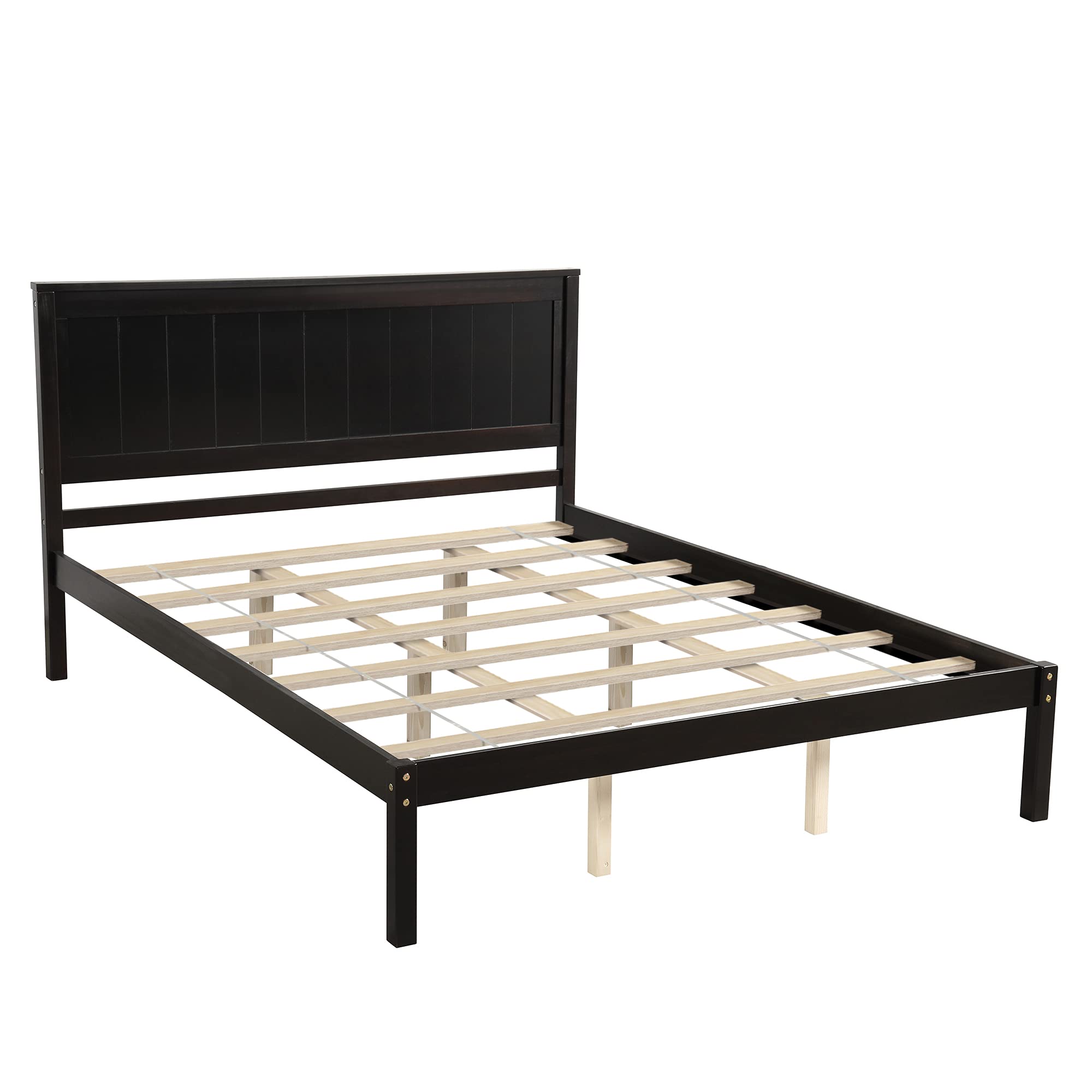 JULYFOX Queen Platform Bed Frame - Heavy Duty 400lb, Espresso Finish for Bedroom