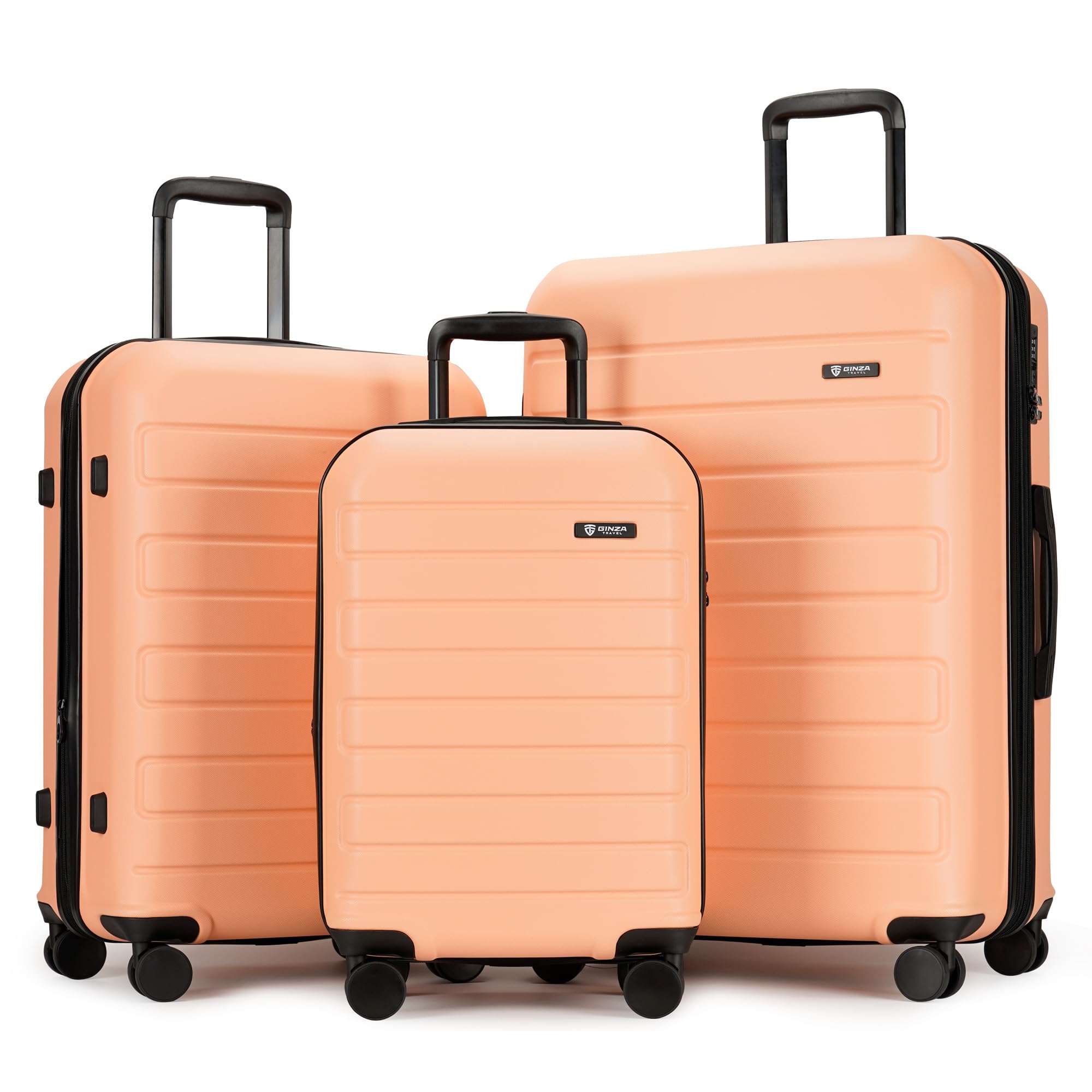 3-Piece Expandable ABS Hard Shell Luggage Set with TSA Lock & Spinner Wheels - Durable Scratch-Resistant Suitcase (Orange Yellow, 20/24/28 Inch) - Perfect for International Travel, Family Vacations & Business Trips