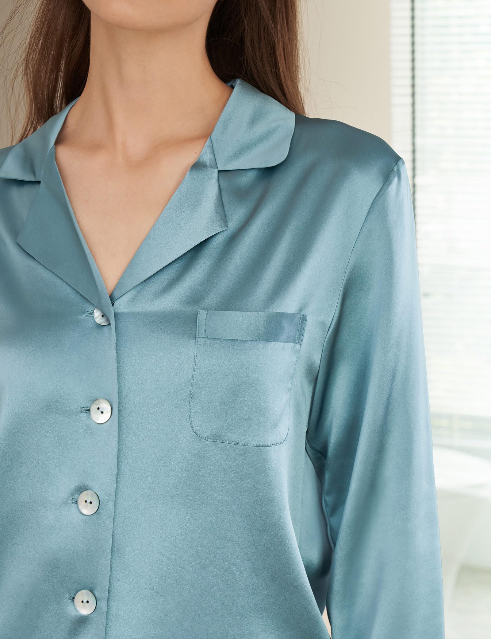 Luxury 100% Mulberry Silk Pajamas for Women - 22 Momme Pure Long Sleeve Full Length Nightwear | Soft & Breathable Sleepwear for Comfortable Nights, Bridal Shower Gift, Anniversary Present