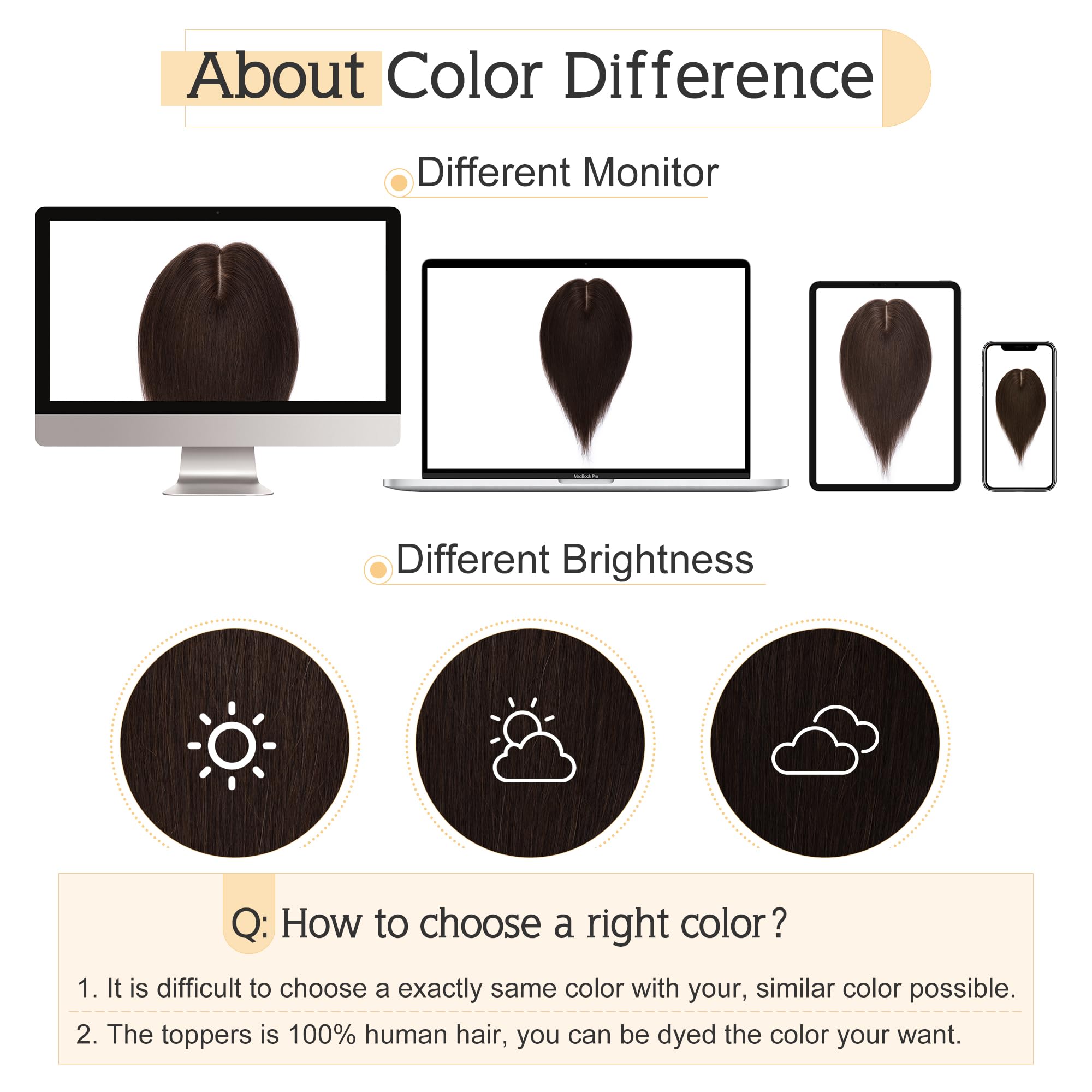SEGO 100% Real Human Hair Toppers for Women - 7x13cm Silk Base Clip-in Top Wiglet for Thinning Hair (14 Inch, Dark Brown, No Bangs) | Perfect for Daily Wear, Special Occasions & Hair Volume Enhancement