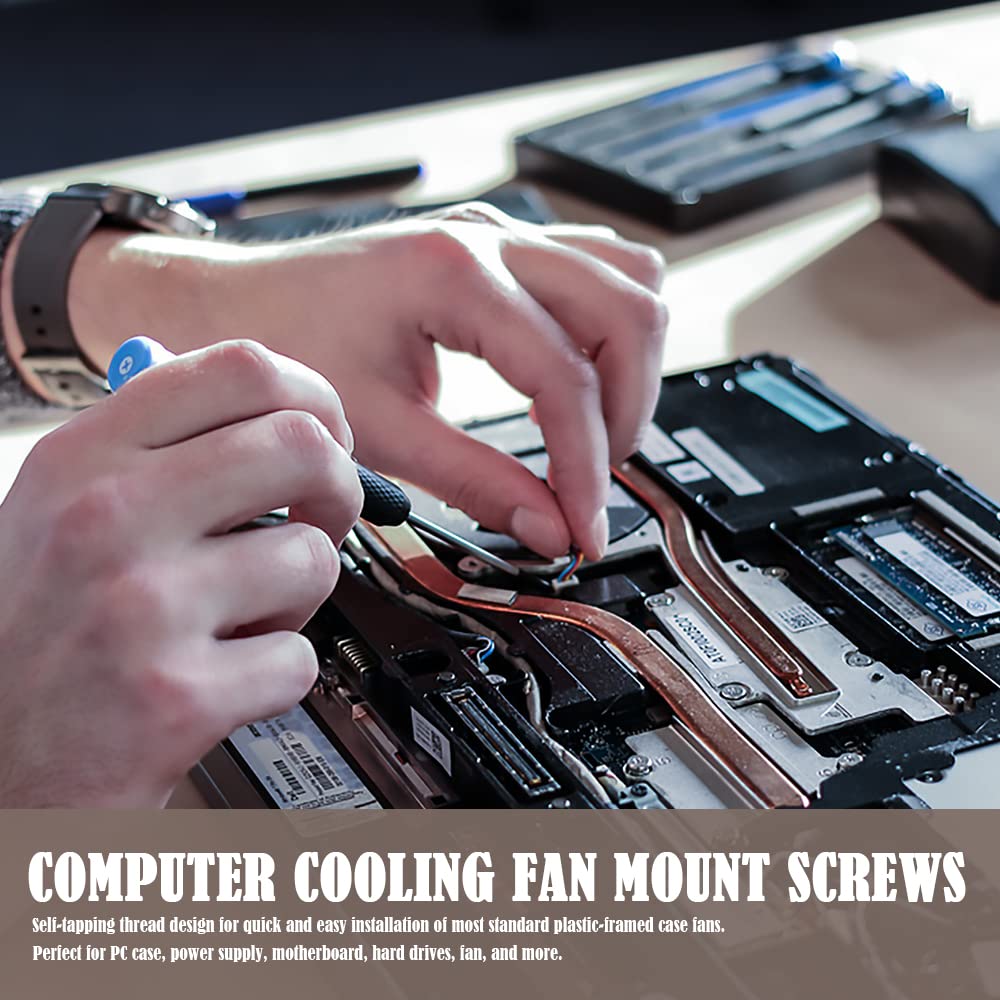100 Pcs M5 x10 Black Computer Cooling Fan Mount Screws - PC Case Fan Screws for Optimal Airflow & Cooling Performance - Perfect for Gaming PCs, Workstations & DIY Computer Builds