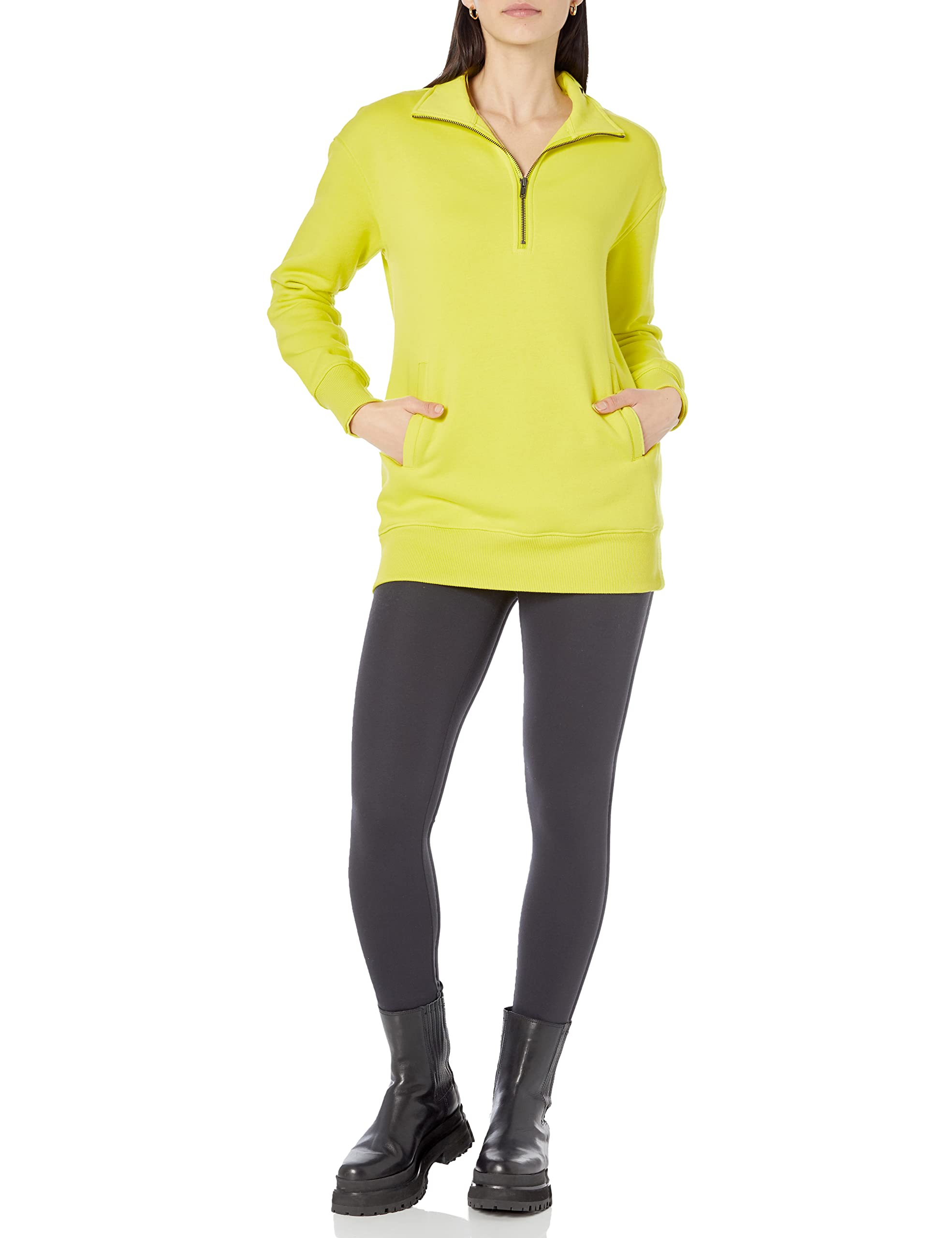 Amazon Aware Women's Relaxed-Fit Half Zip Tunic Sweatshirt - Plus Size Casual Pullover Hoodie for Lounge, Yoga & Everyday Wear