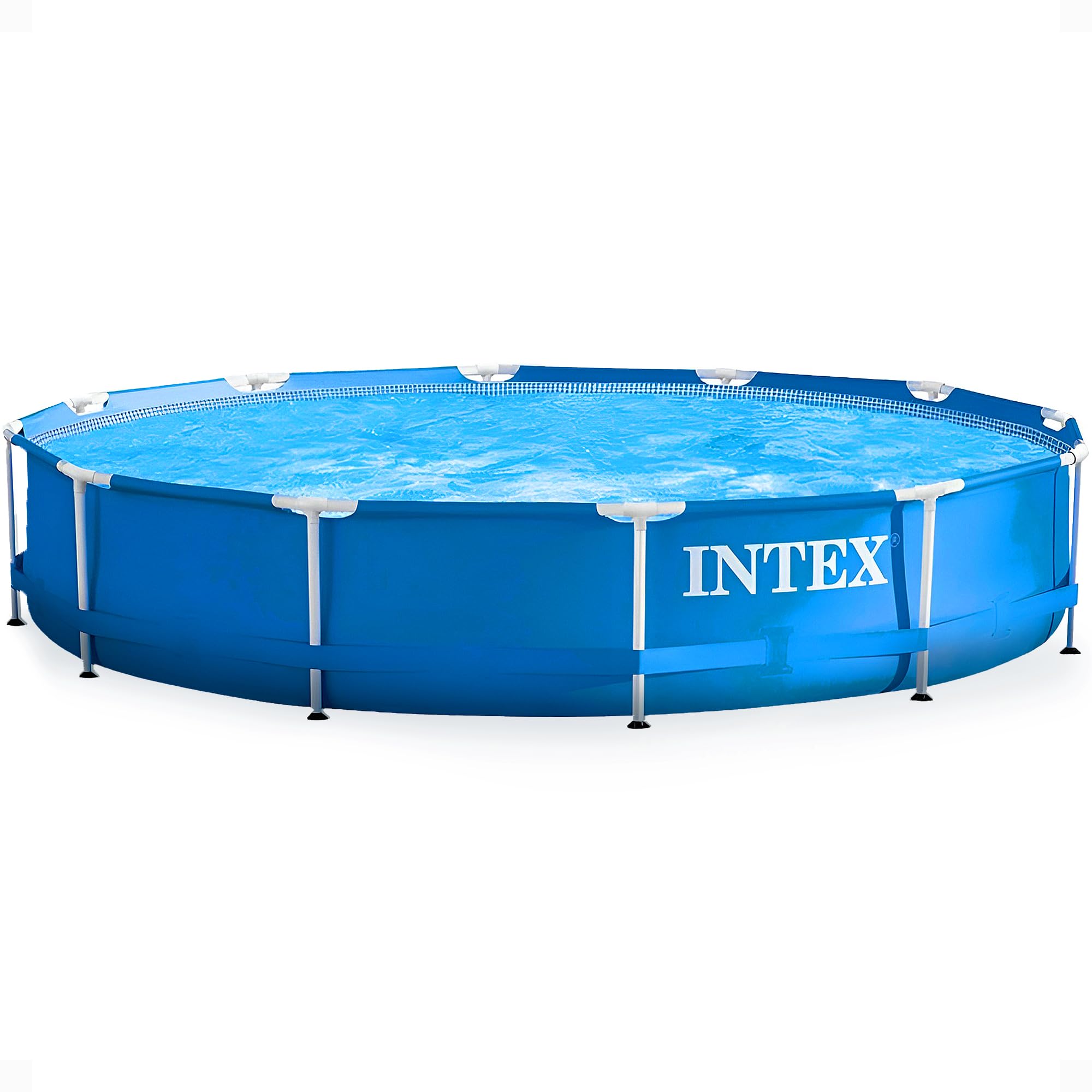 Intex 12ft x 30in Round Metal Frame Above Ground Swimming Pool for Adults & Kids - Outdoor Backyard Family Pool for Summer Fun, Ages 6+ (Blue) - Perfect for Backyard Parties, Summer Cooling, and Family Bonding