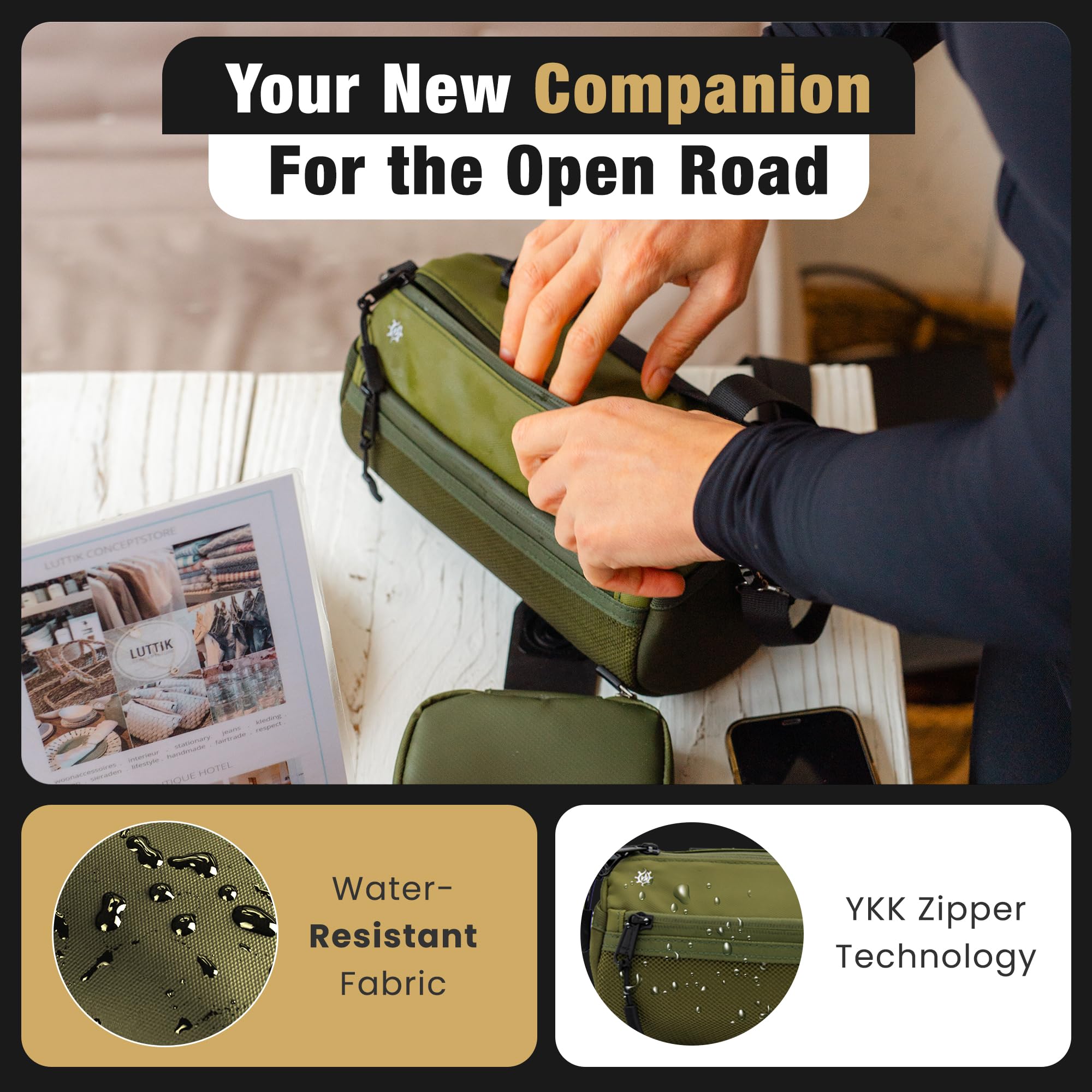 Lumiere & Co. Waterproof Bike Handlebar Bag - Front Bicycle Bag for Mountain & Road Bikes - Durable Cycling Accessories for Commuting, Touring & Outdoor Adventures