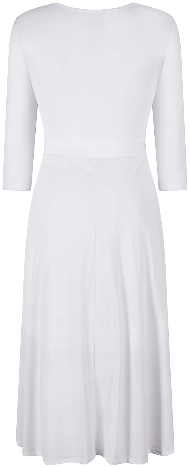 Women's 3/4 Sleeve V-Neck Midi Dress for Wedding, Bridal Shower, Baby Shower & Summer Parties | Knee-Length Casual Spring Dress for Bridesmaids & Guests | Perfect for Outdoor Events & Special Occasions