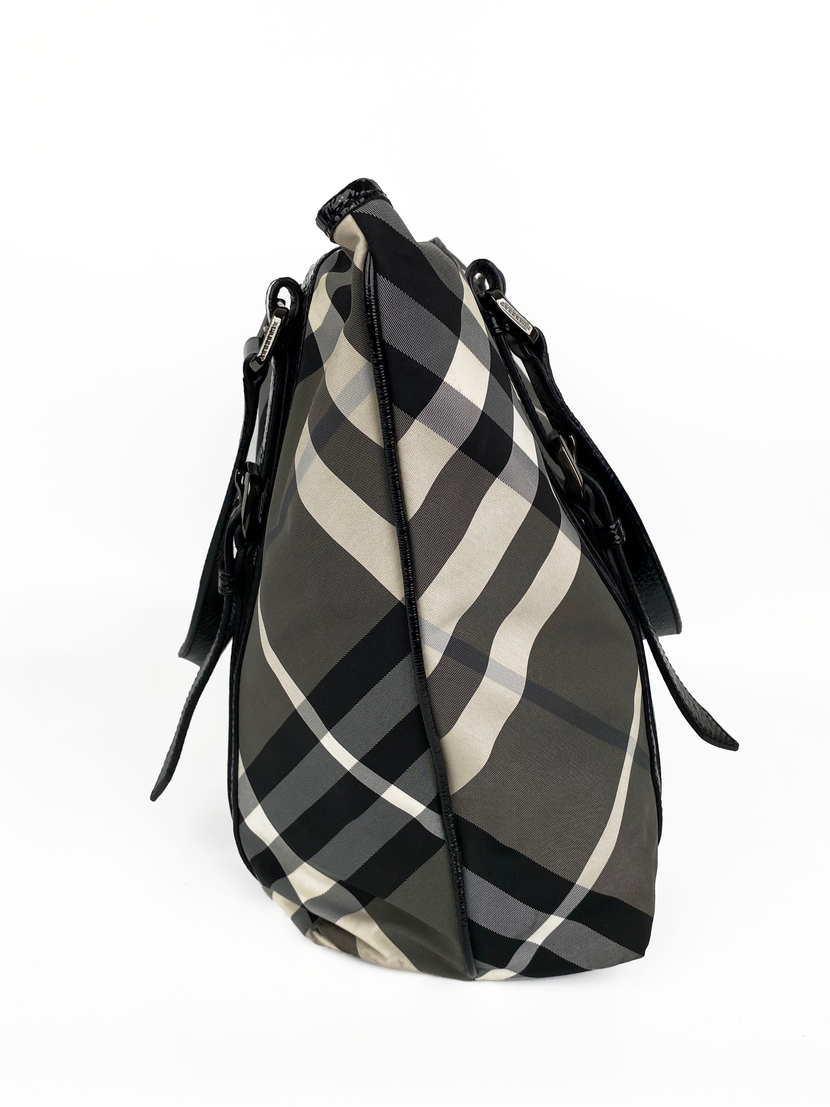 Burberry Black & White Large Grey Tote Bag for Women - Luxury Designer Handbag for Work, Travel & Everyday Use