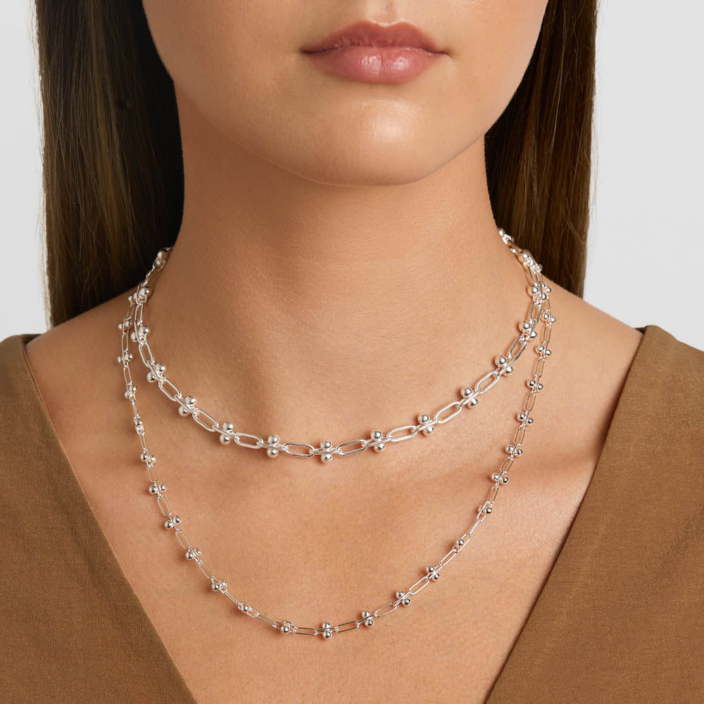 Elegant Silver Paperclip Chain Necklace - Dainty Layered Jewelry for Women, Perfect for Everyday Wear & Gift Giving