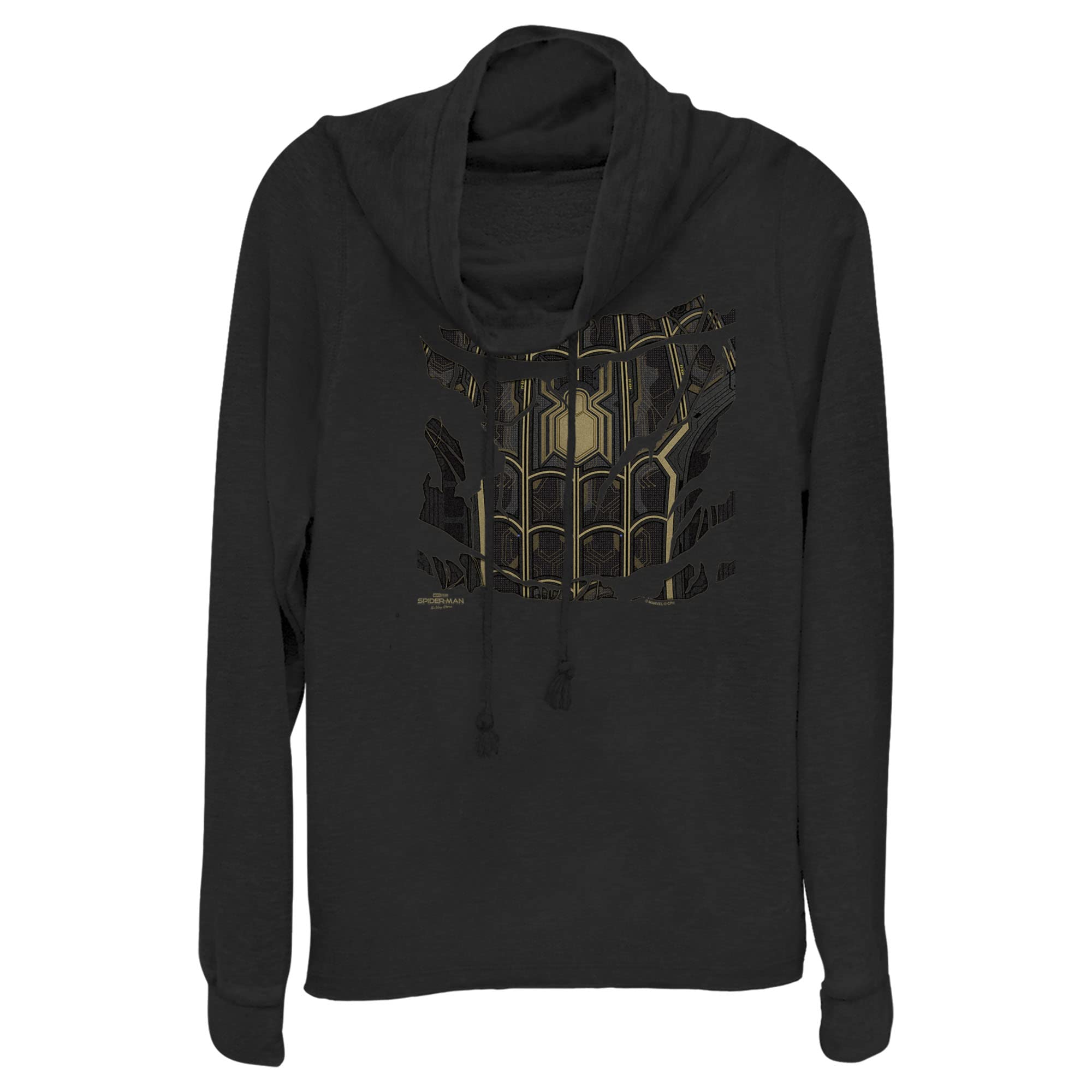 Marvel Spider-Man: No Way Home Black Suit Spiderman Women's Cowl Neck Long Sleeve Knit Top | Superhero Costume | Casual Cosplay & Halloween Outfit | Perfect for Comic Con, Movie Nights & Themed Parties