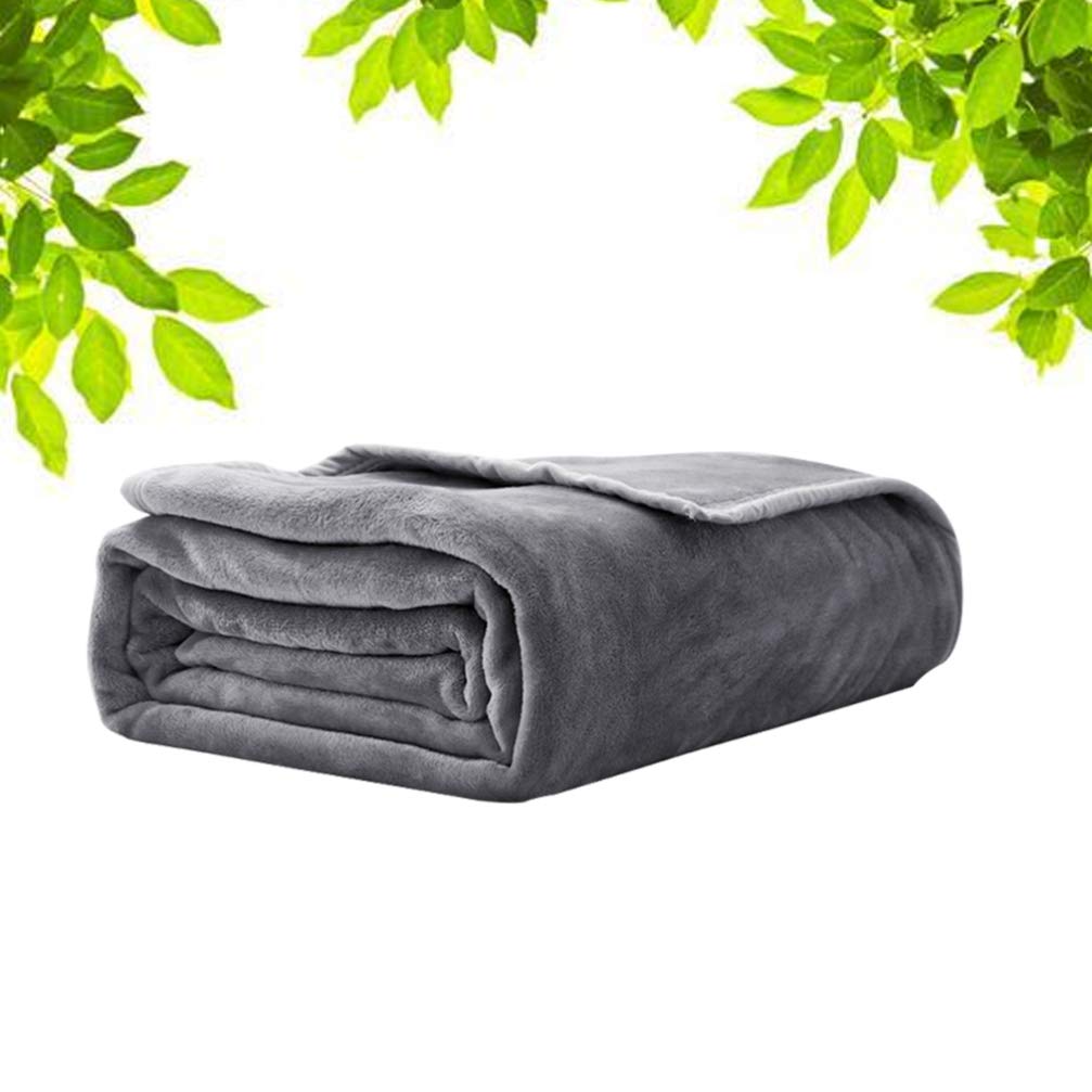 POPETPOP Solid Color Flannel Fleece Blanket - Soft Warm Cozy Bed Blanket for Winter, Home, Office & Travel Use