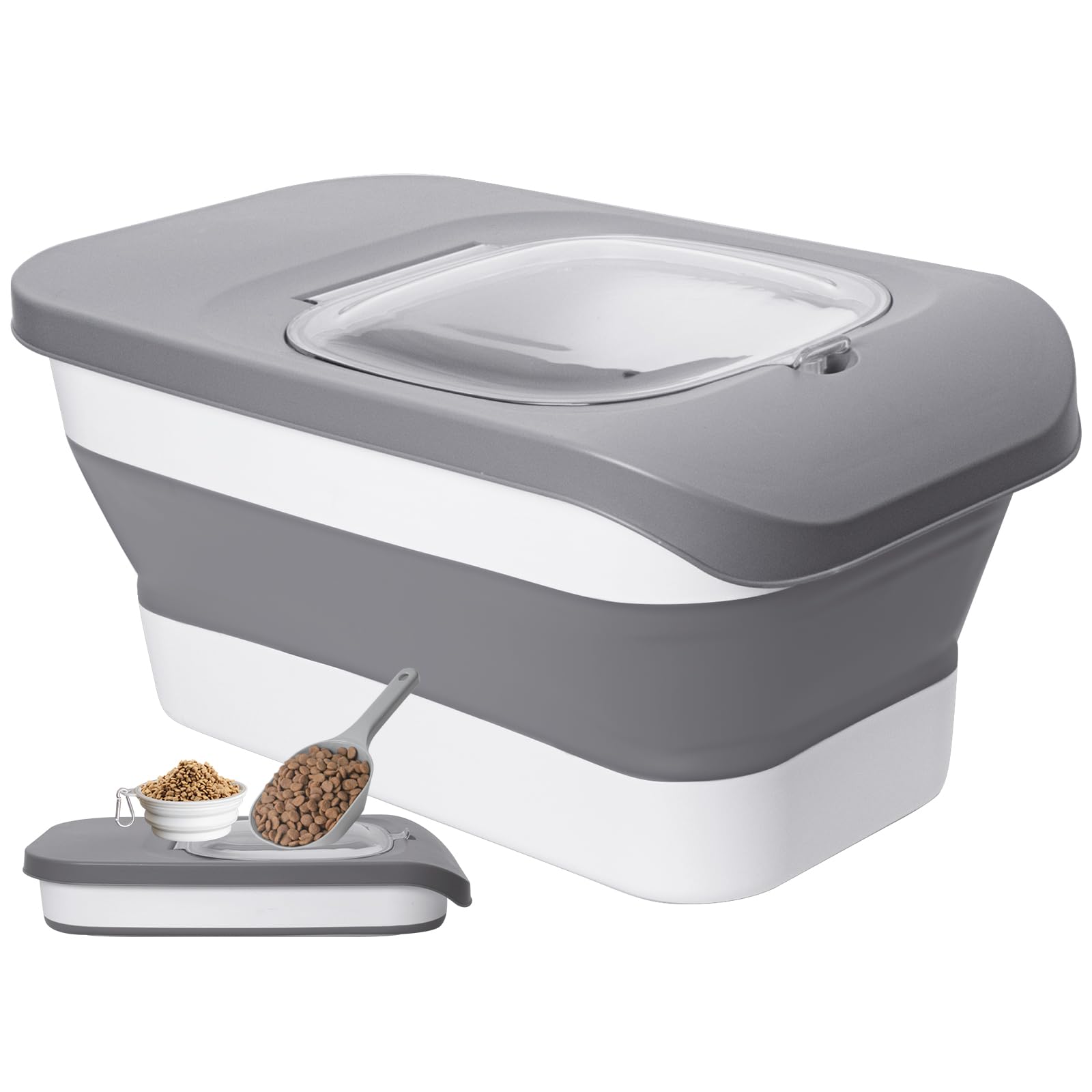 10-13 Lbs Collapsible Dog Food Storage Container with Airtight Lid - Includes Pet Food Scoop & Silicone Bowl - Perfect for Dry Food Storage for Dogs, Cats & Pets - Ideal for Travel, Camping & Home Use