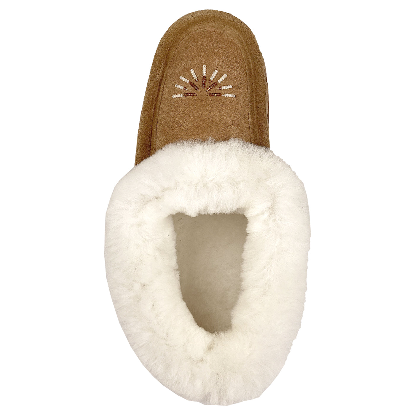 Women's Soft Sole Beaded Moccasins with Sheepskin Lining - Cozy Indoor/Outdoor House Slippers for Winter Comfort & Style