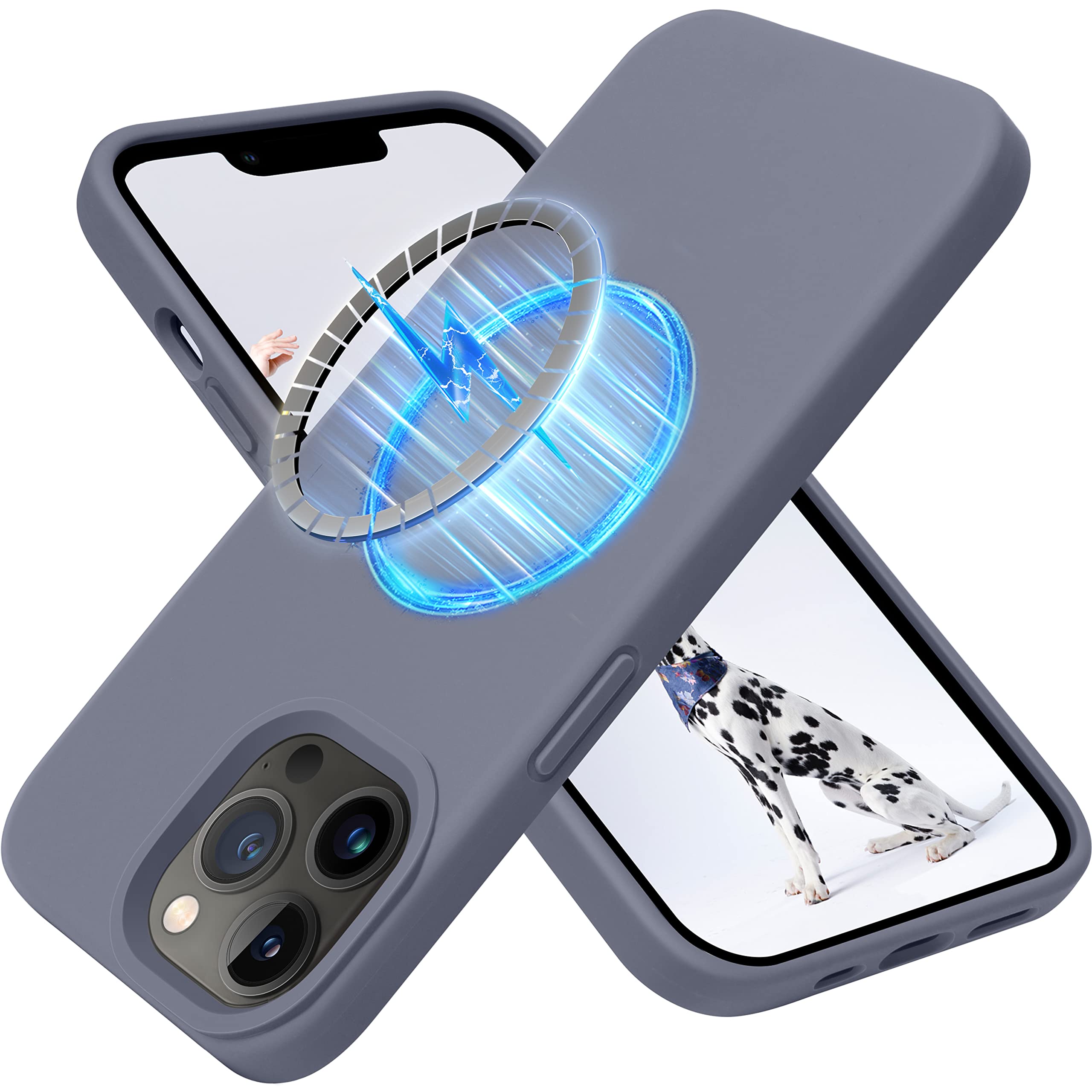 OTOFLY Magnetic Silicone Case for iPhone 13 Pro Max (6.7 inch) - Shockproof Slim Thin Design, MagSafe Compatible, Lavender Purple - Perfect for Daily Use, Work & Travel Protection